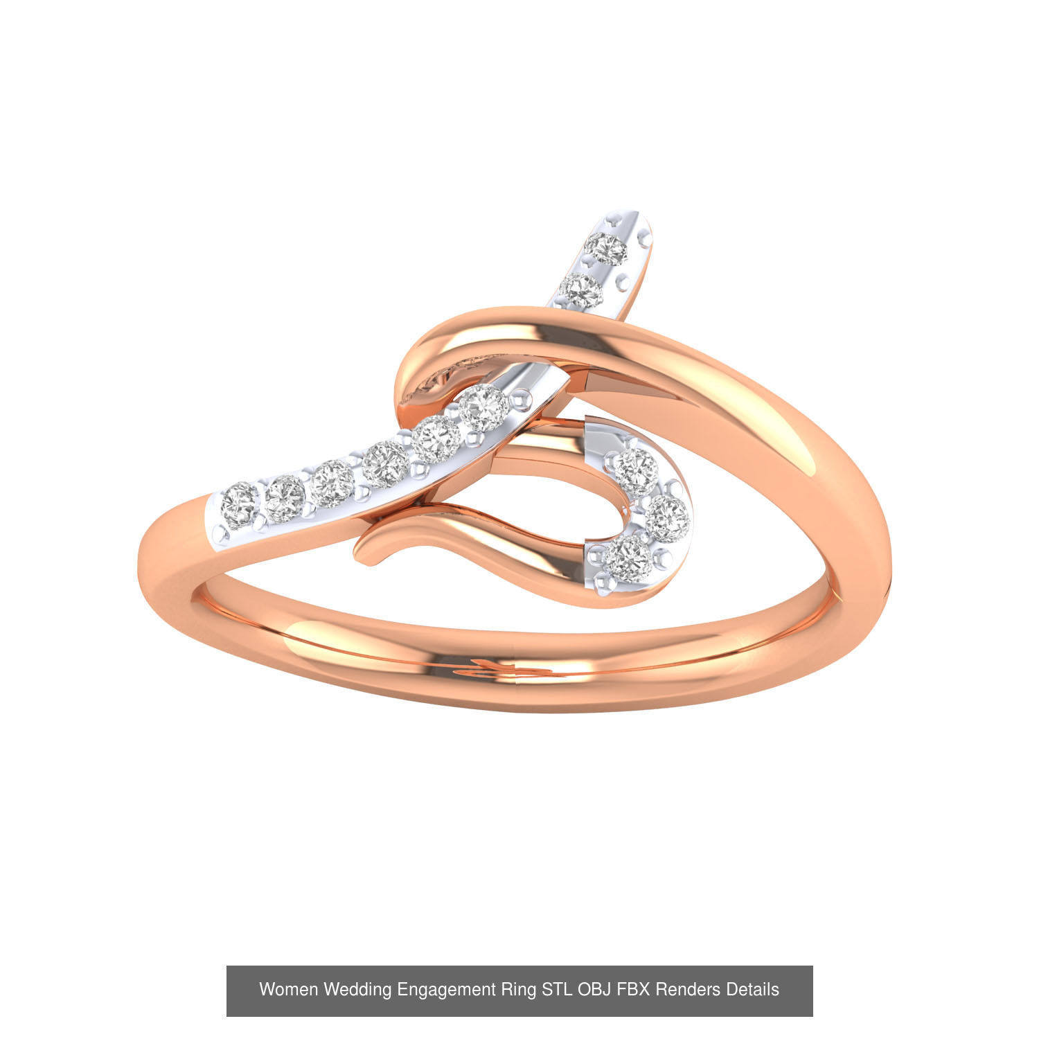 176 Women Ring STL OBJ FBX Renders Details Collection _165