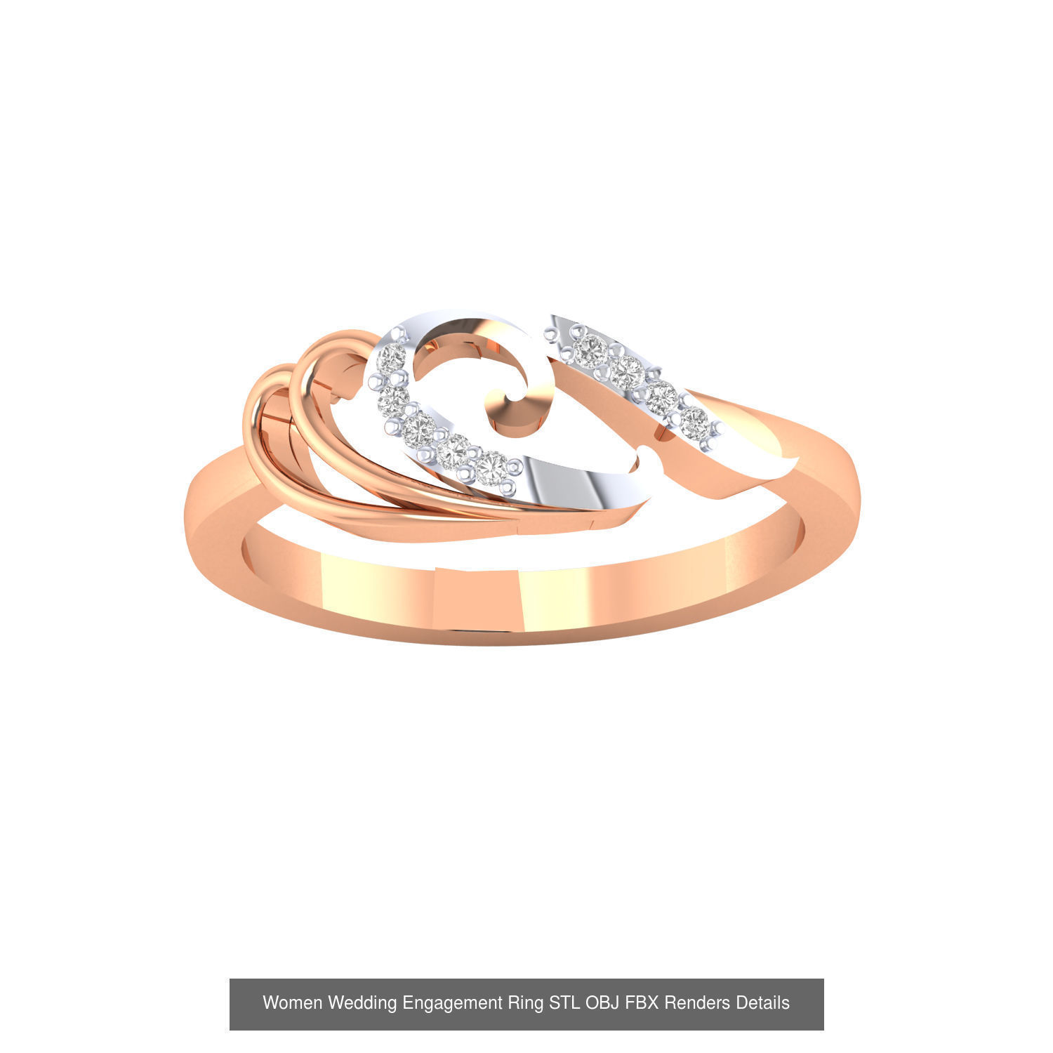 176 Women Ring STL OBJ FBX Renders Details Collection _28