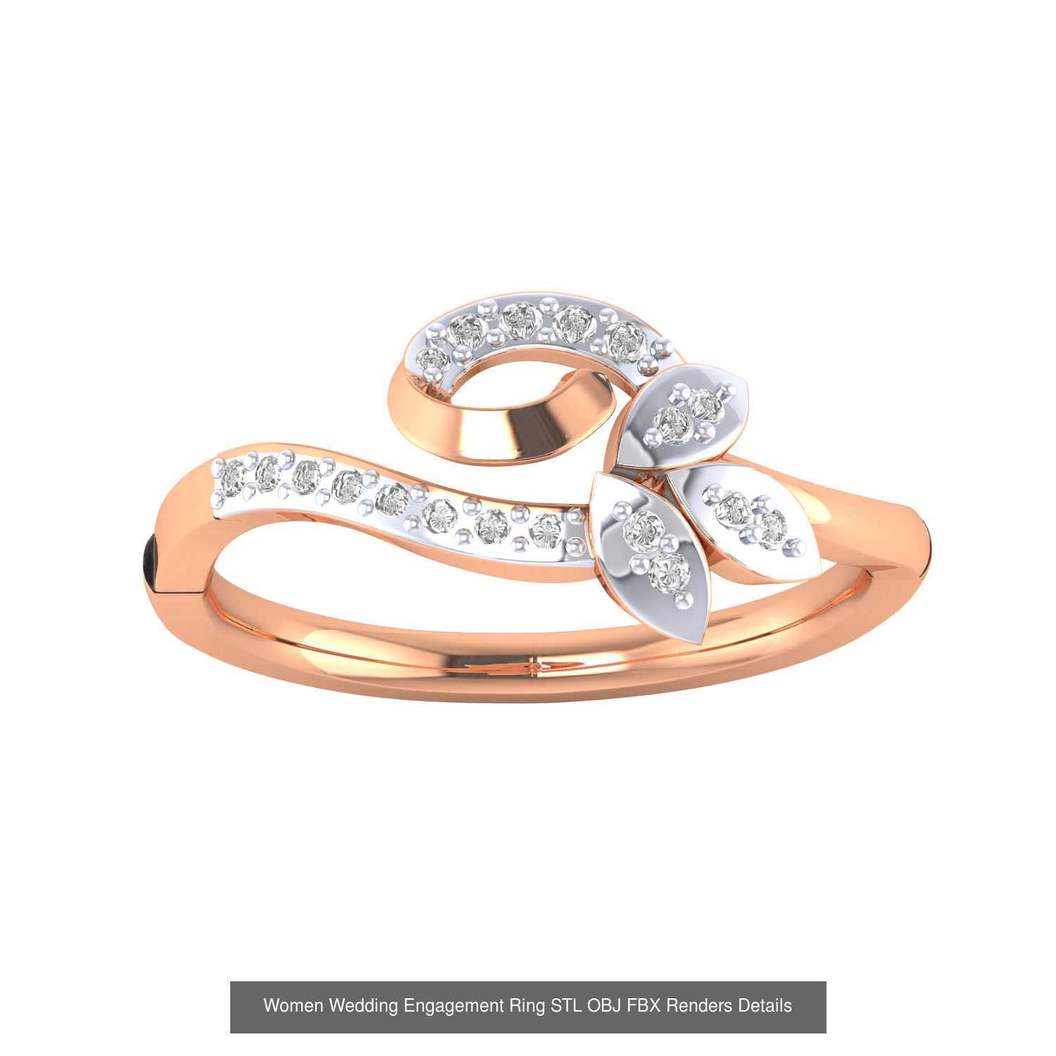176 Women Ring STL OBJ FBX Renders Details Collection _191