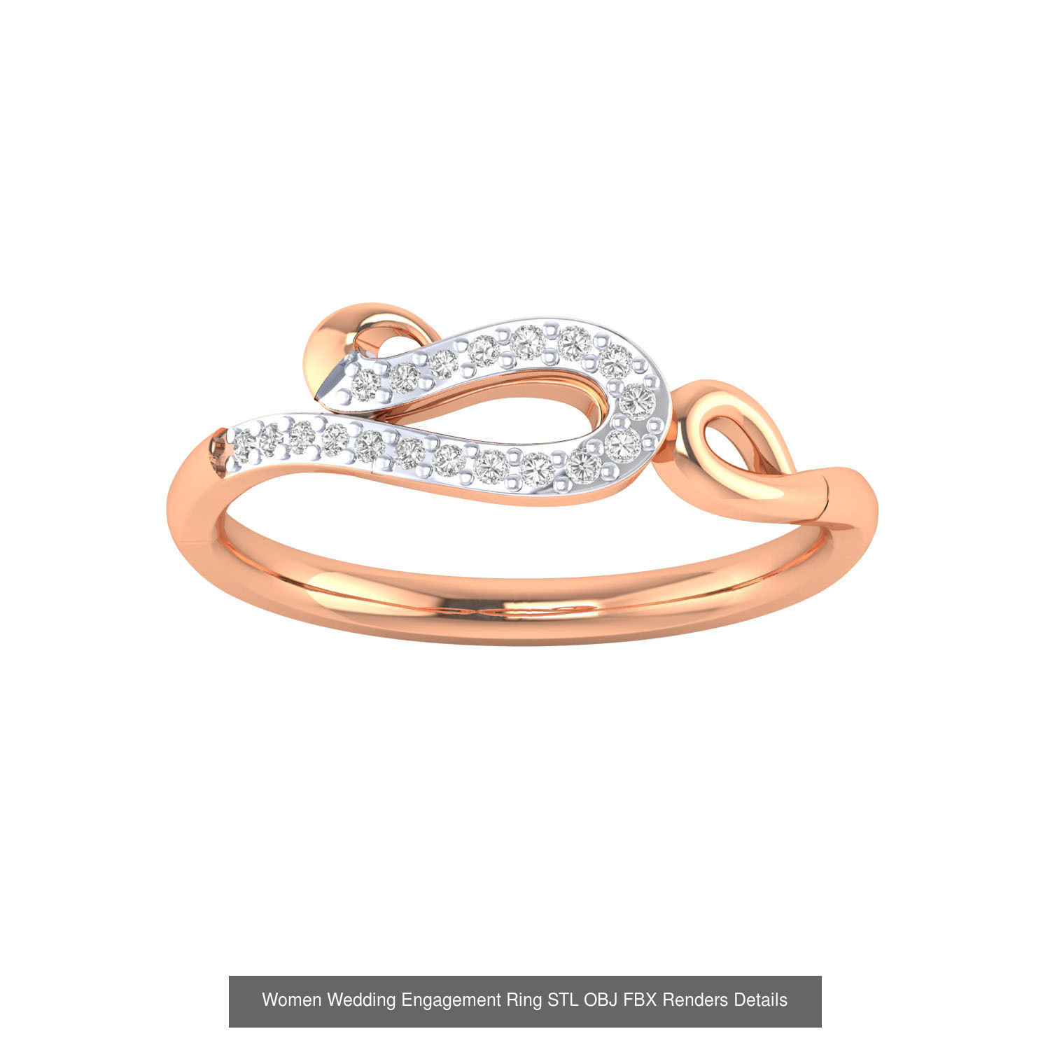176 Women Ring STL OBJ FBX Renders Details Collection _176