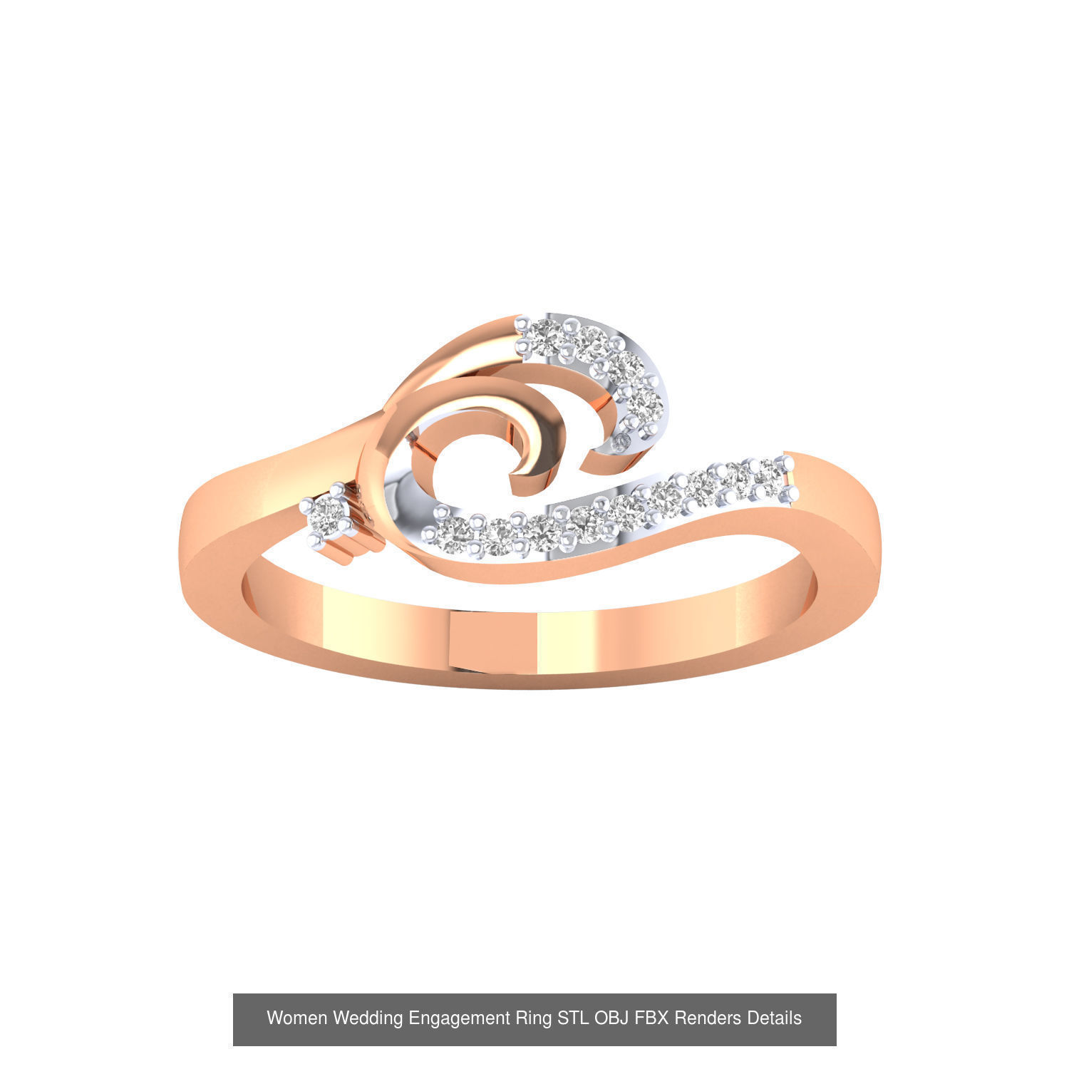 176 Women Ring STL OBJ FBX Renders Details Collection _29