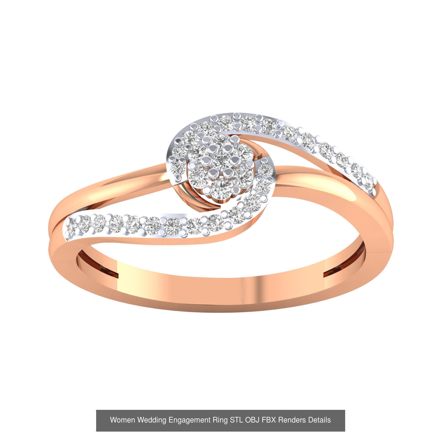 176 Women Ring STL OBJ FBX Renders Details Collection _146