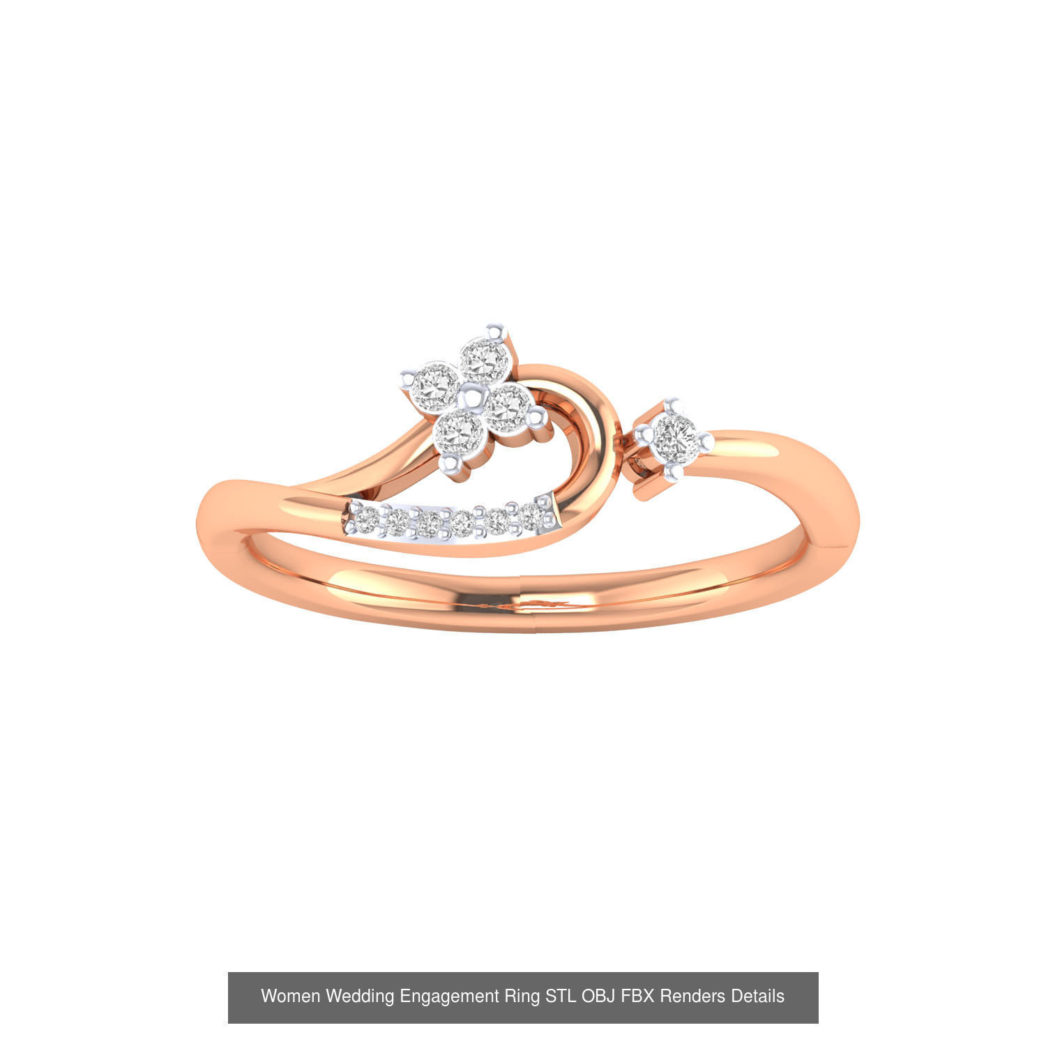 176 Women Ring STL OBJ FBX Renders Details Collection _170