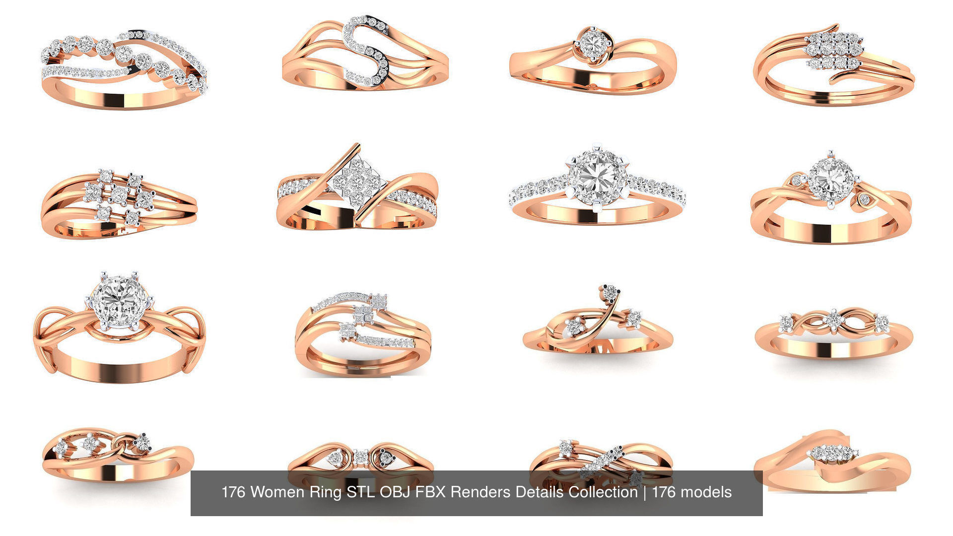 176 Women Ring STL OBJ FBX Renders Details Collection _8