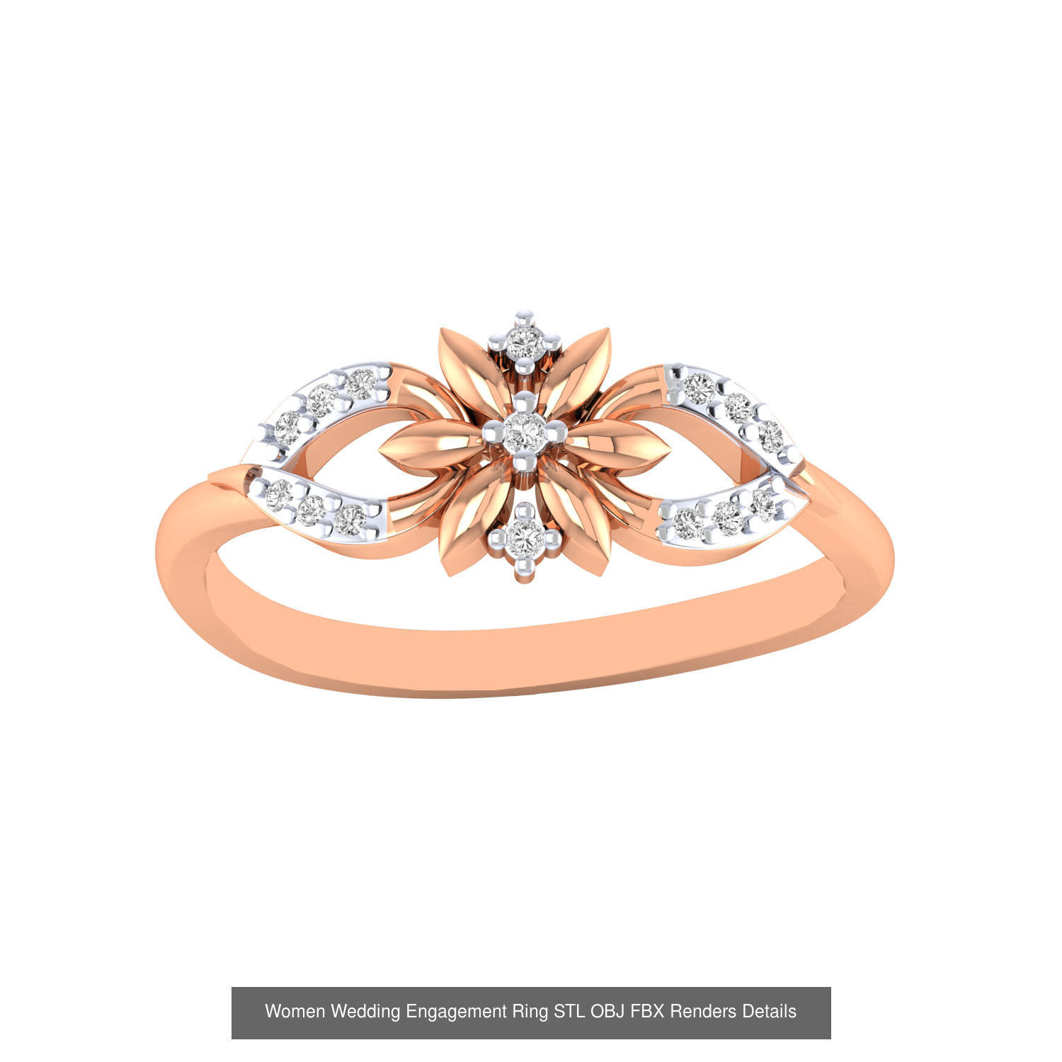 176 Women Ring STL OBJ FBX Renders Details Collection _182