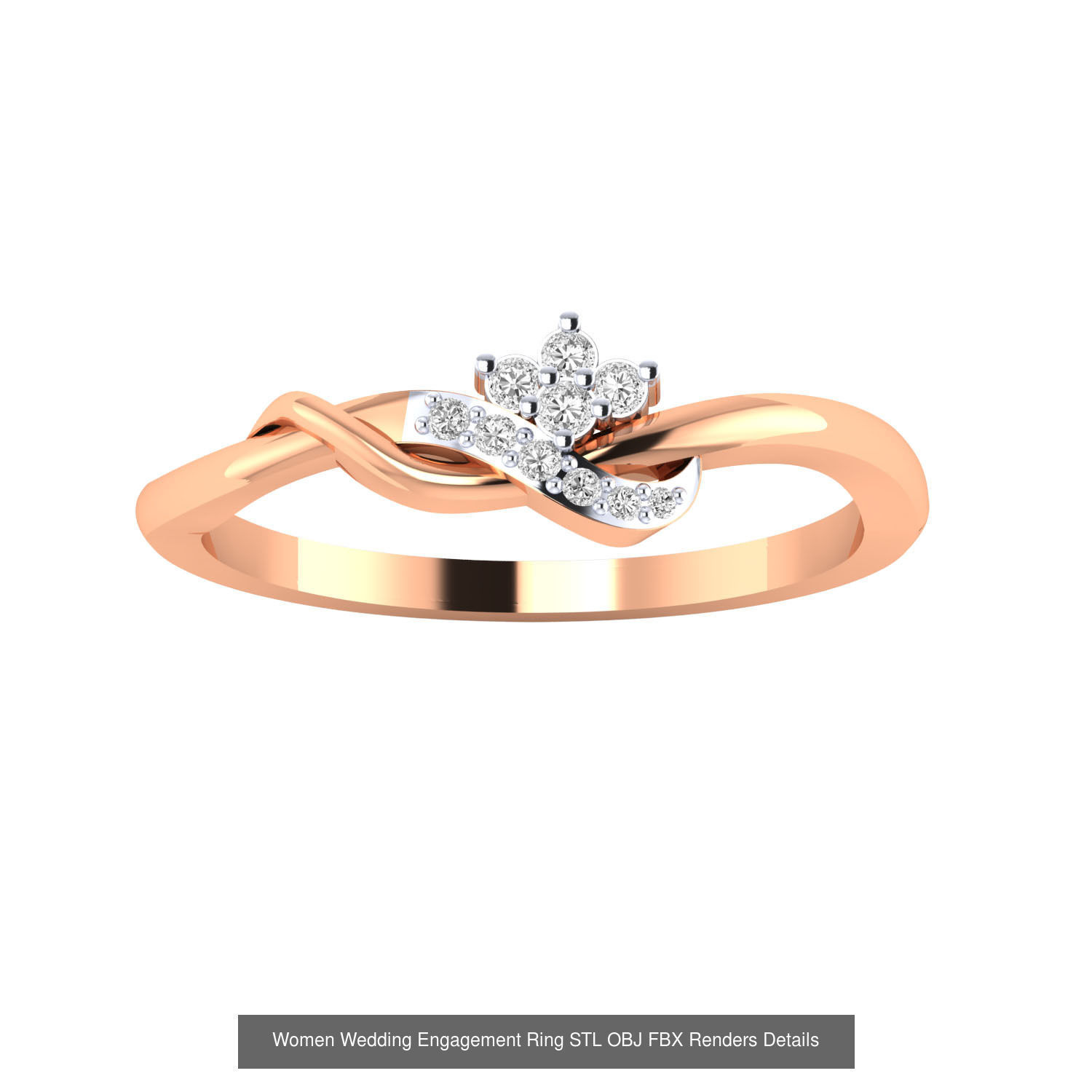 176 Women Ring STL OBJ FBX Renders Details Collection _82