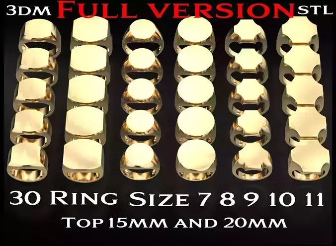 Signets basic blank pack 30 rings 703-2 3D print model