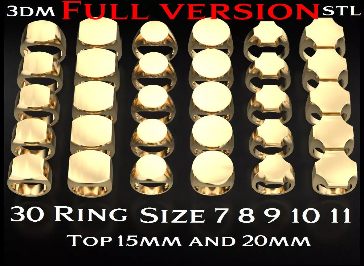 Signets basic blank pack 30 rings 703-2 3D print model_0