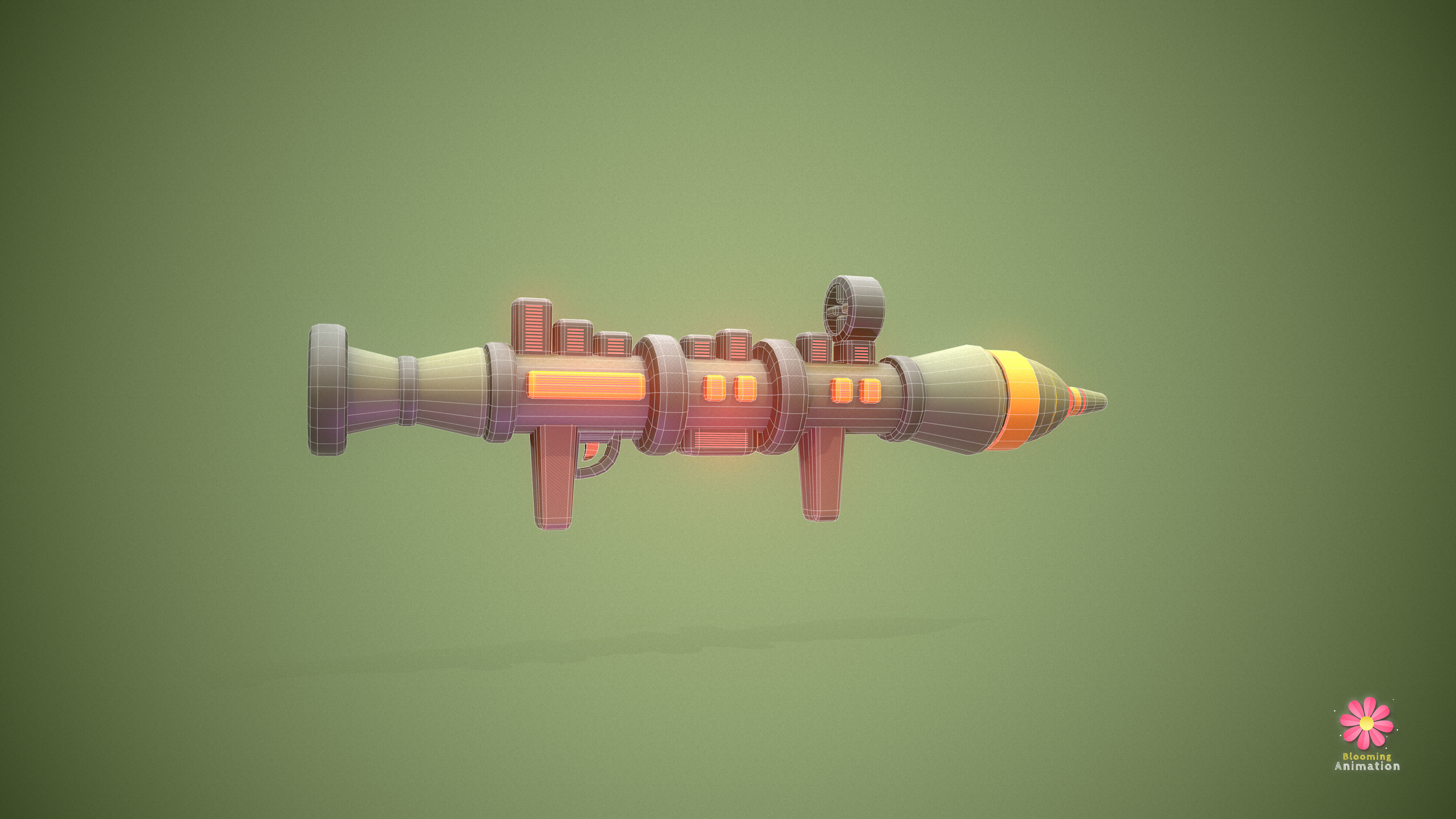 Stylized Rocket Launcher Low-poly 3D model_5