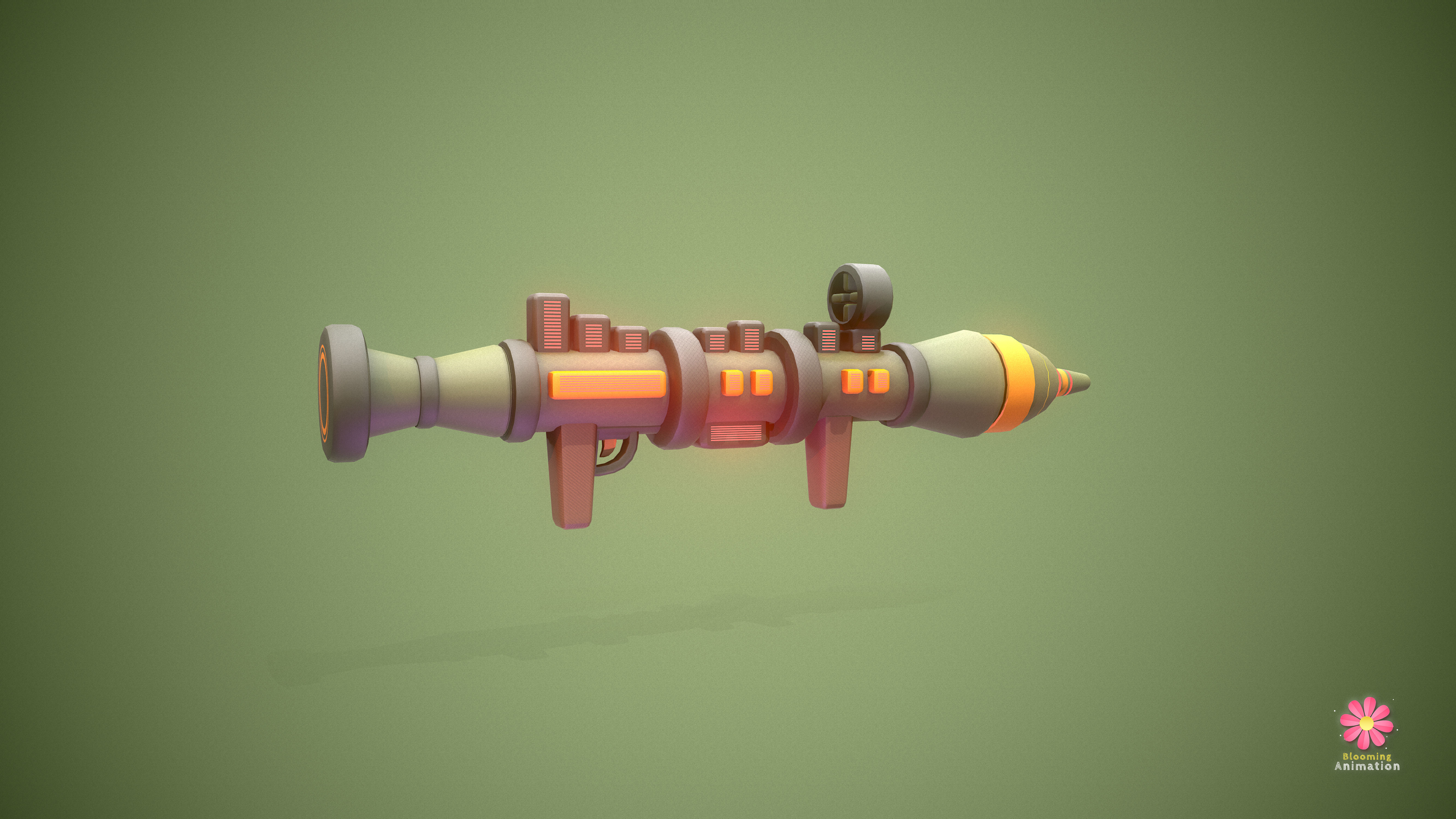 Stylized Rocket Launcher Low-poly 3D model_4
