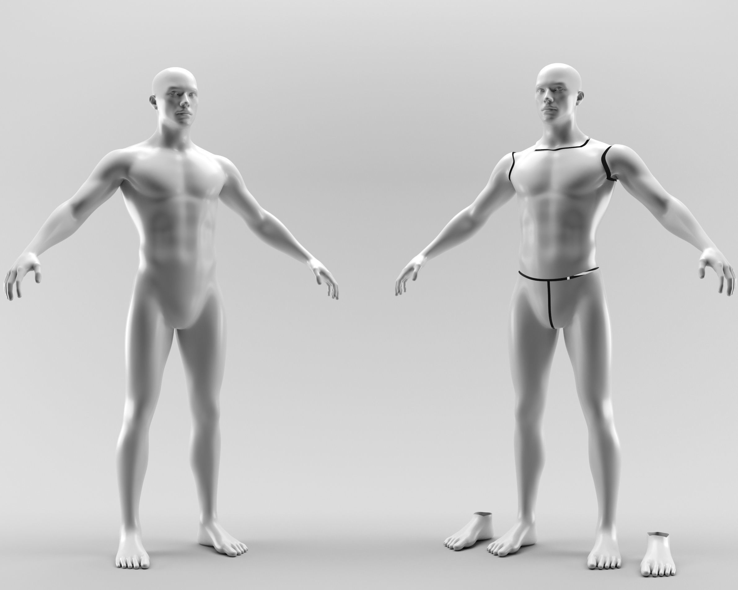 Procreate 3D Model - SUPER Body bundle - Male and Female Low-poly 3D model_2