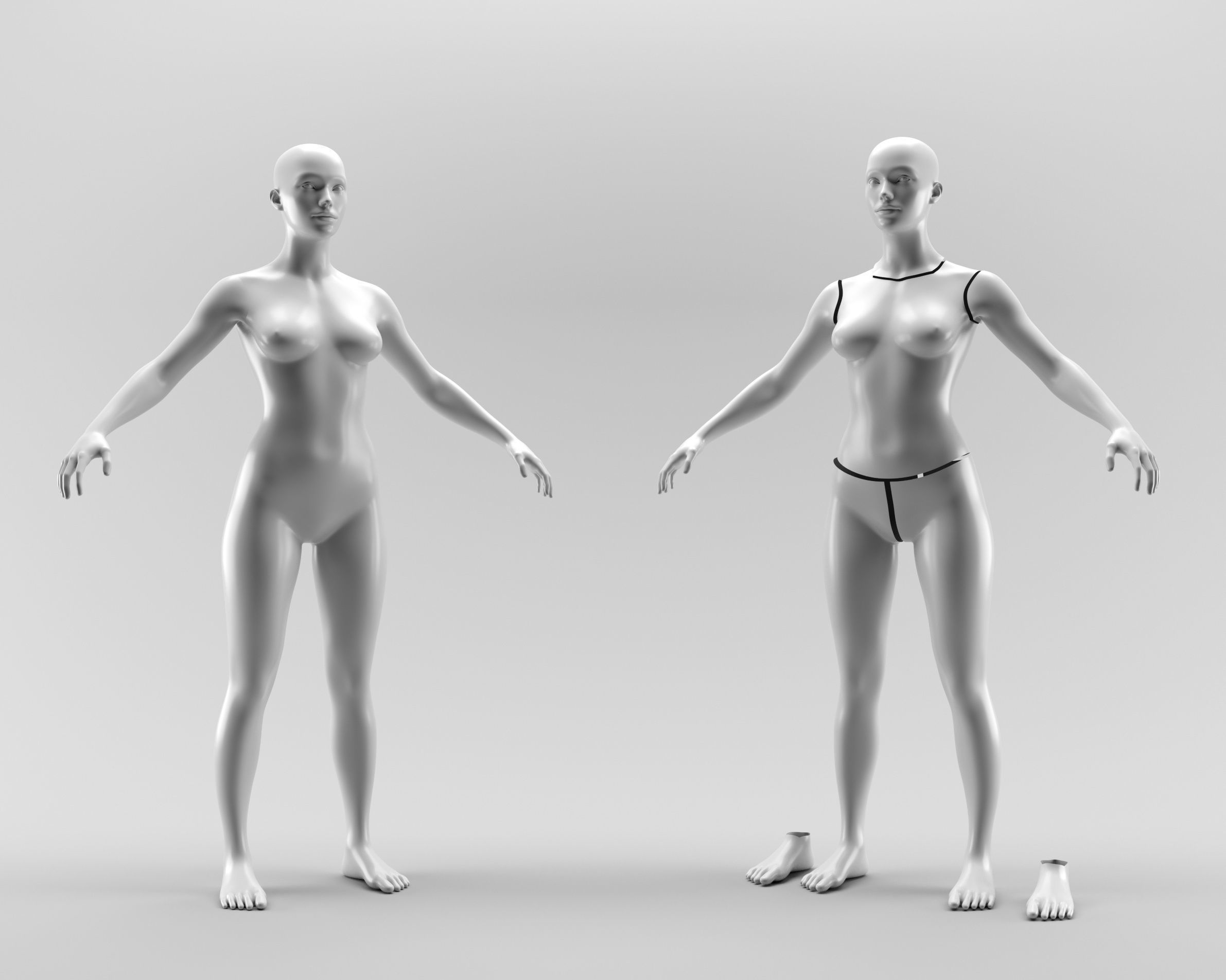 Procreate 3D Model - SUPER Body bundle - Male and Female Low-poly 3D model_4