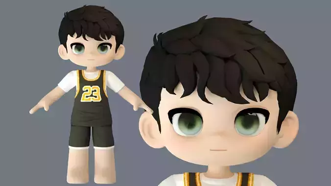 Cartoon Basketball Boy Child Primary School Student