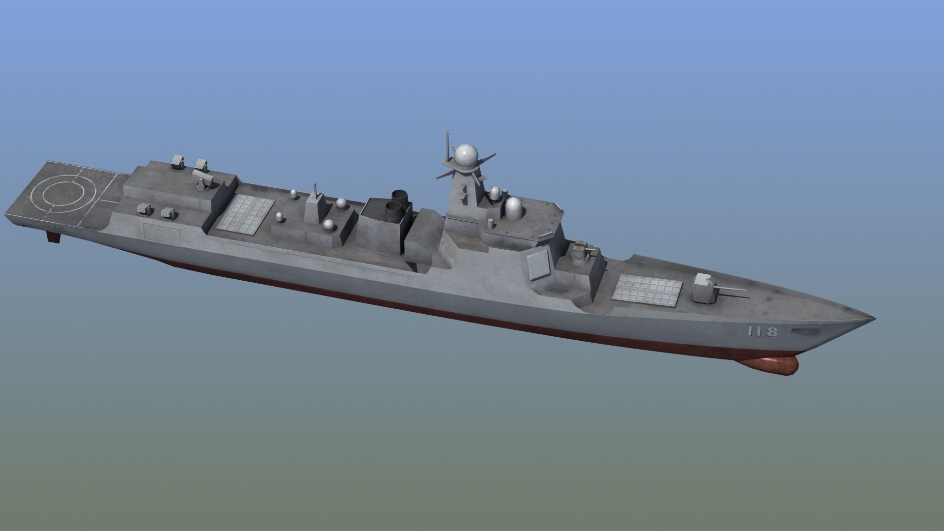Type052D Destroyer LOD Low-poly 3D model_9