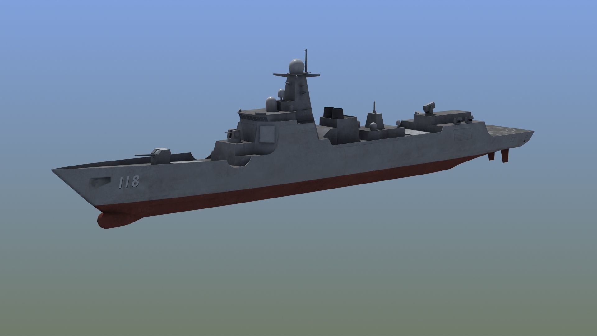 Type052D Destroyer LOD Low-poly 3D model_6