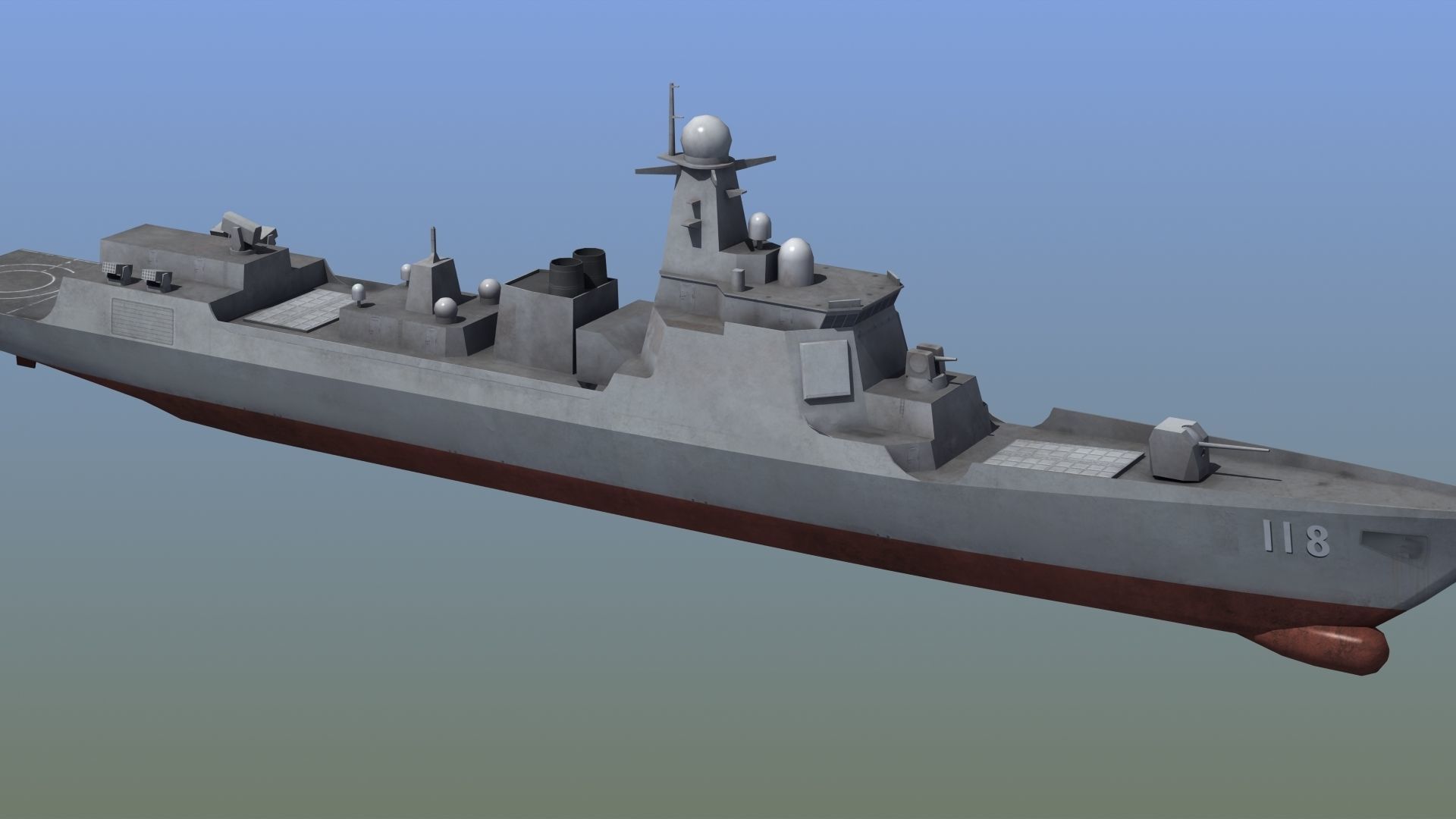 Type052D Destroyer LOD Low-poly 3D model_11