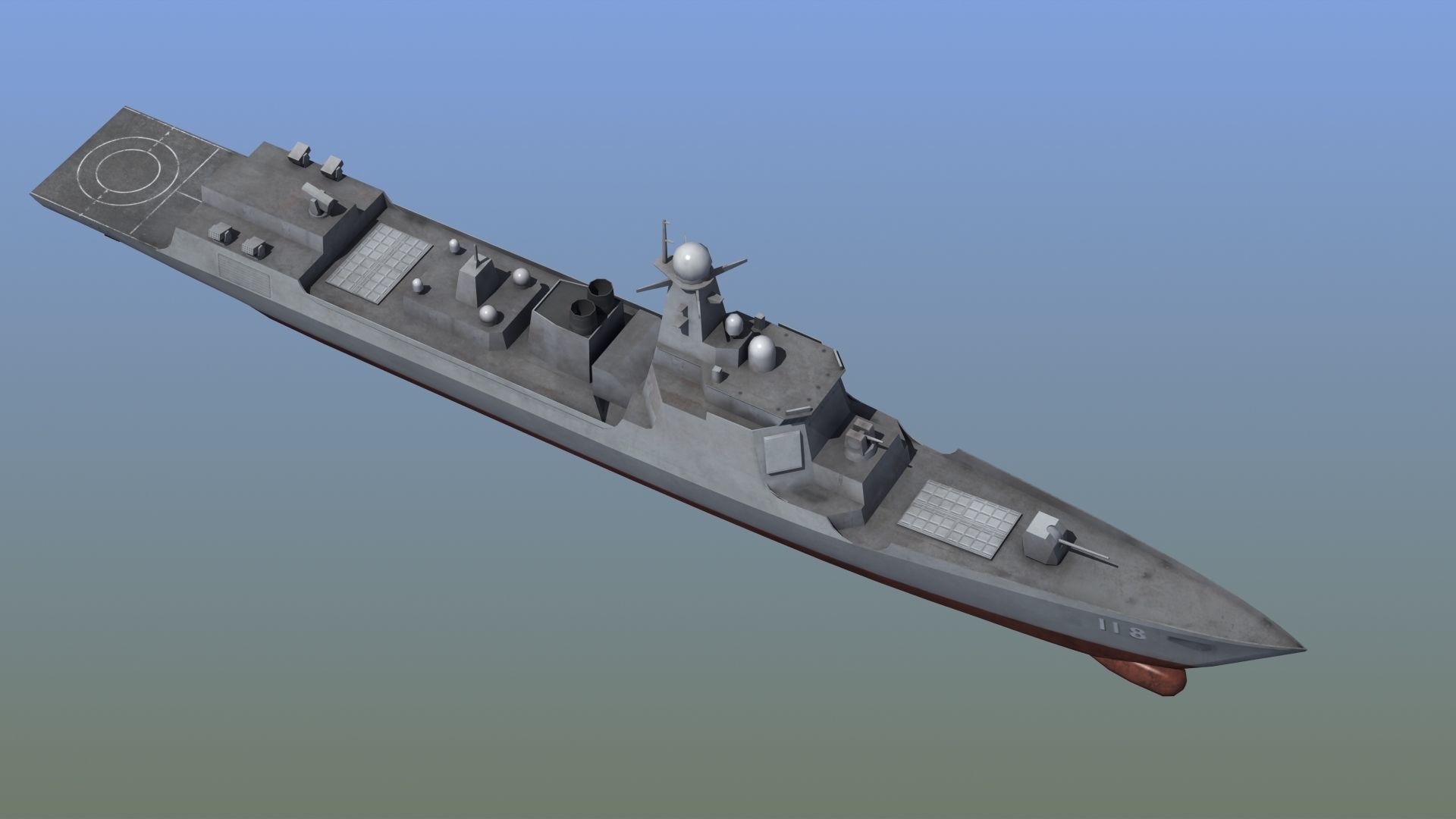 Type052D Destroyer LOD Low-poly 3D model_8