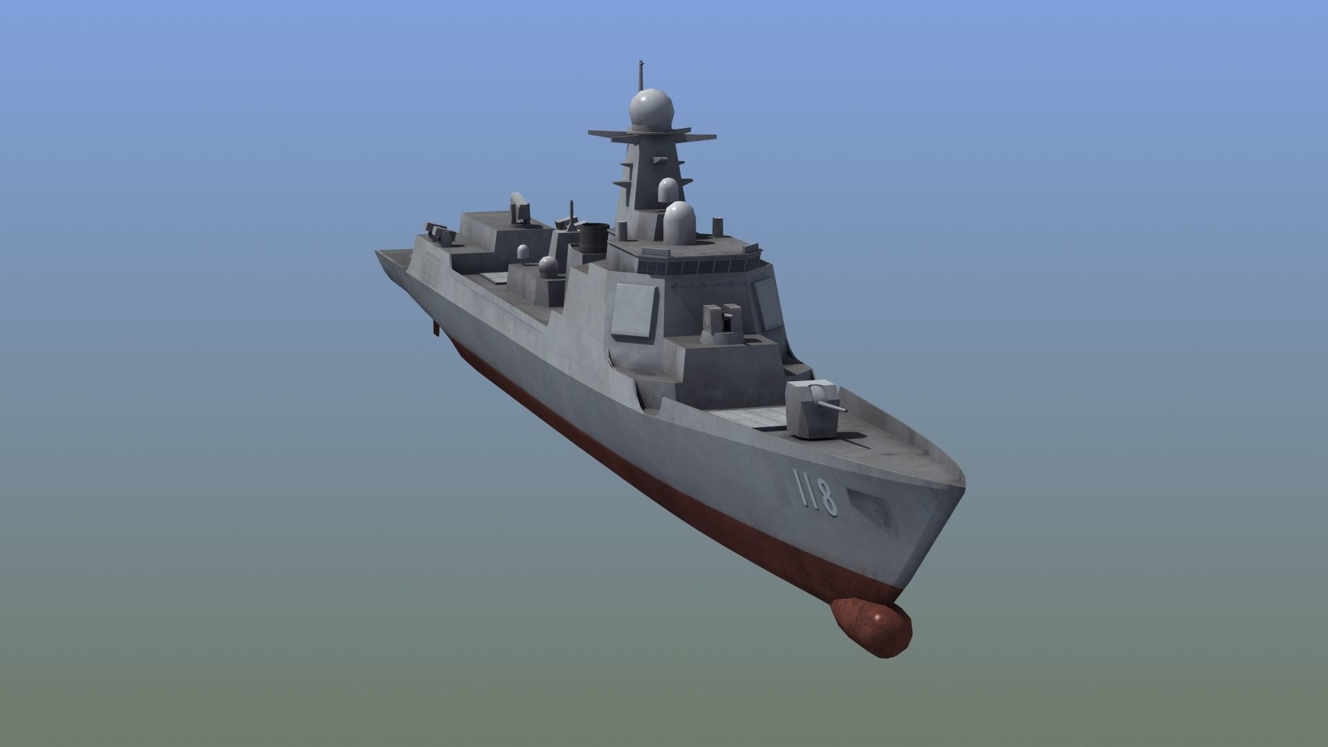 Type052D Destroyer LOD Low-poly 3D model_13