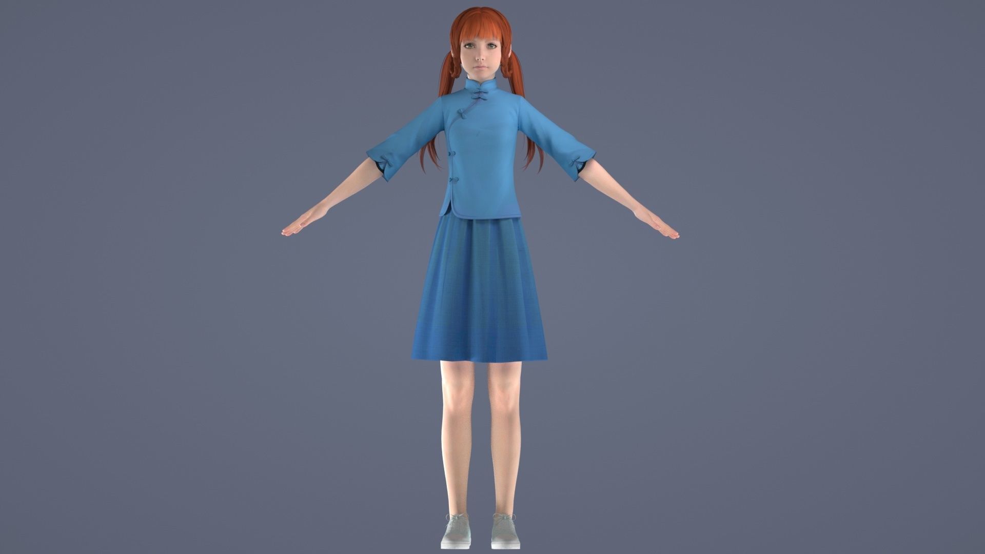 Female Student  Republic of China Girl  Girl Scholar 3D model_6