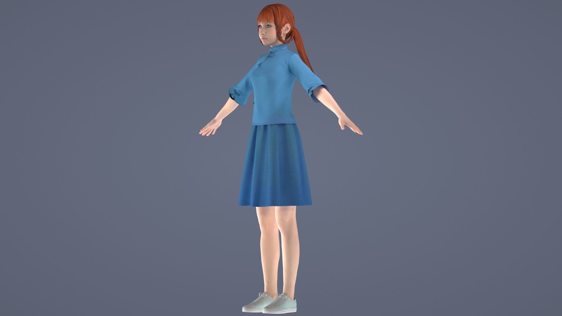 Female Student  Republic of China Girl  Girl Scholar 3D model_7