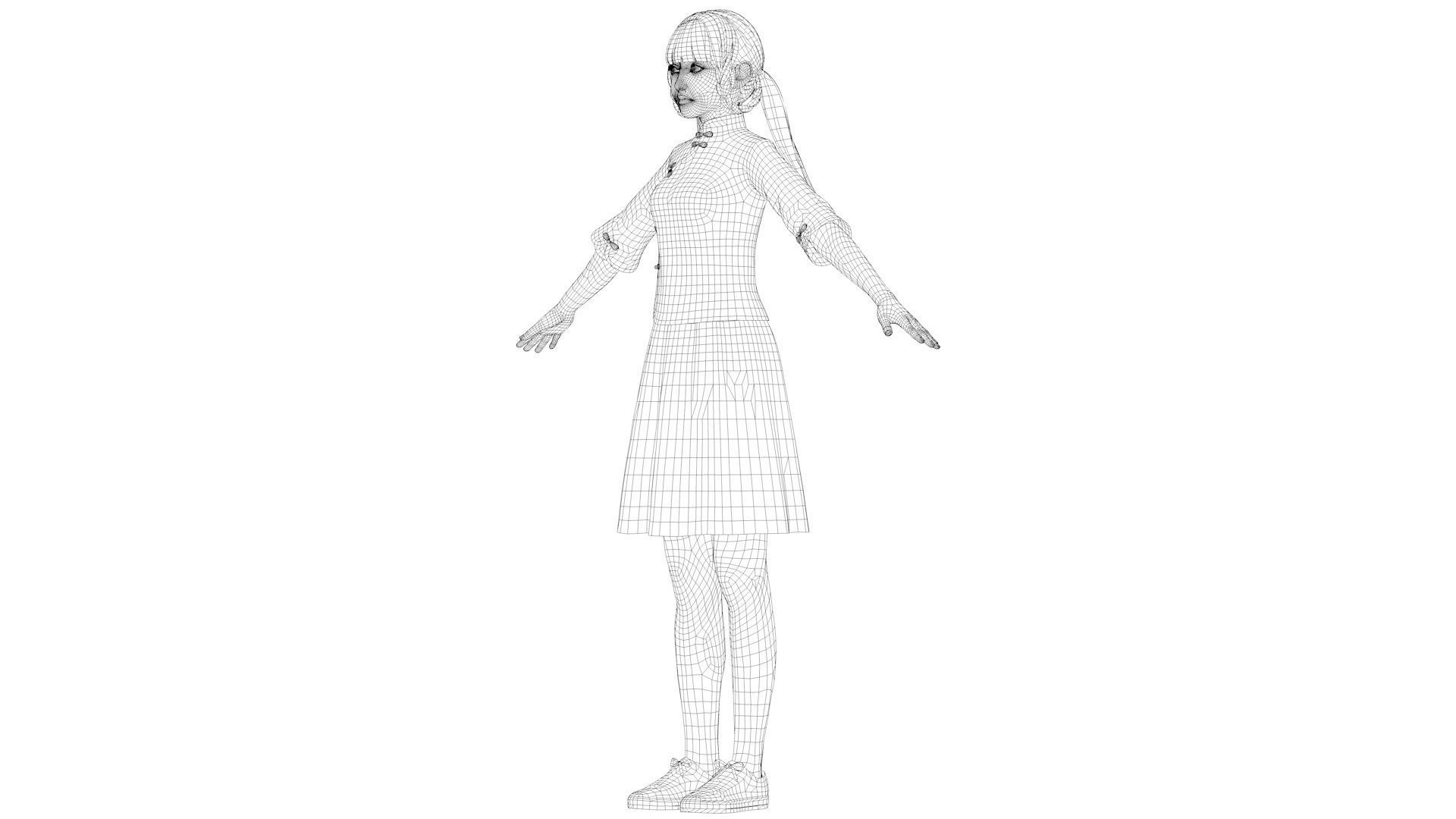 Female Student  Republic of China Girl  Girl Scholar 3D model_13