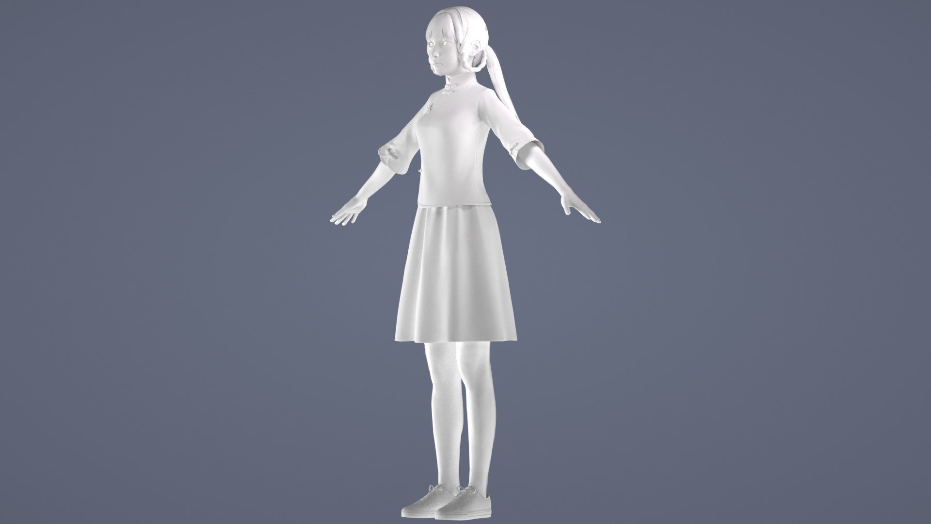 Female Student  Republic of China Girl  Girl Scholar 3D model_10