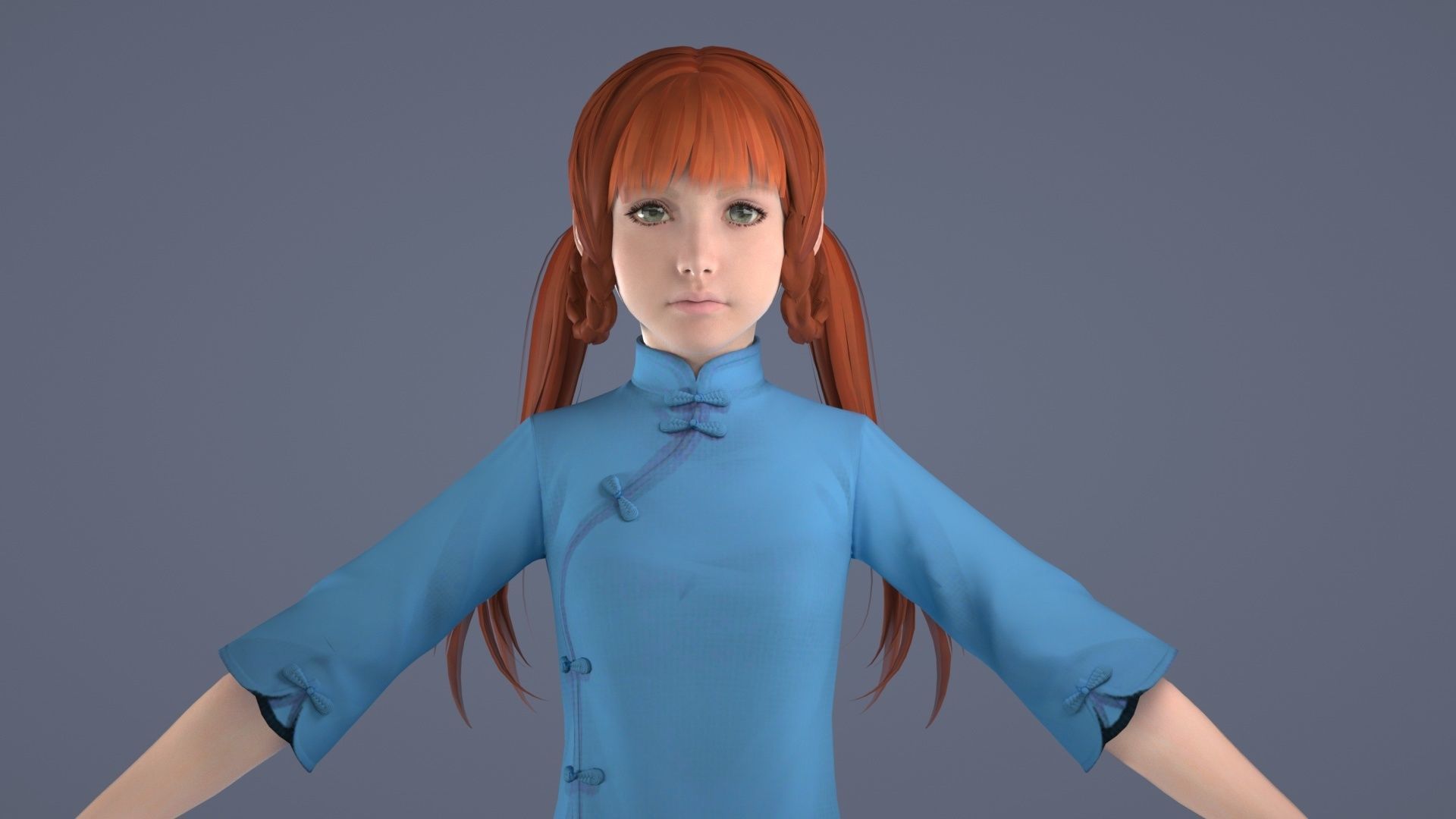 Female Student  Republic of China Girl  Girl Scholar 3D model_3