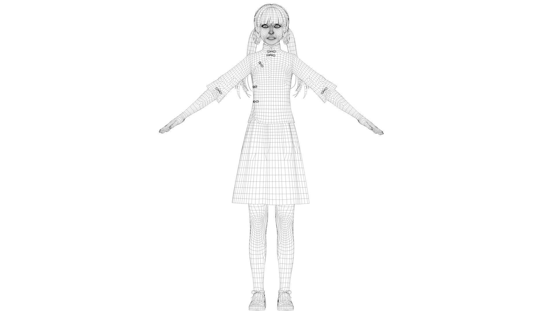 Female Student  Republic of China Girl  Girl Scholar 3D model_12
