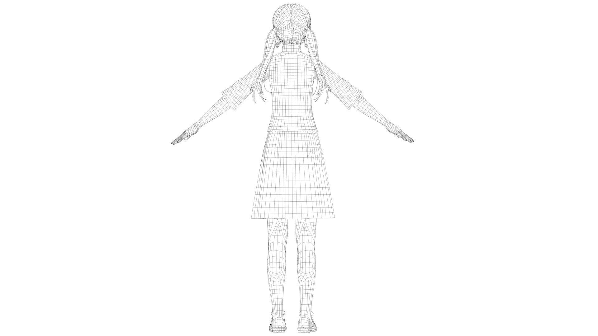 Female Student  Republic of China Girl  Girl Scholar 3D model_14