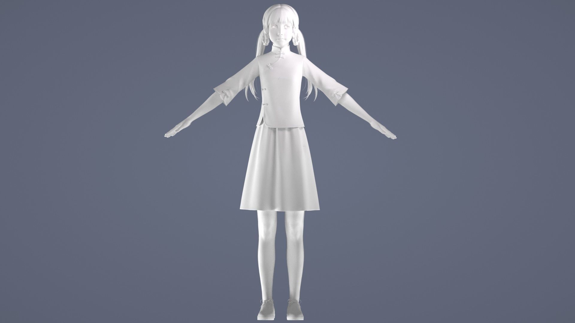 Female Student  Republic of China Girl  Girl Scholar 3D model_9