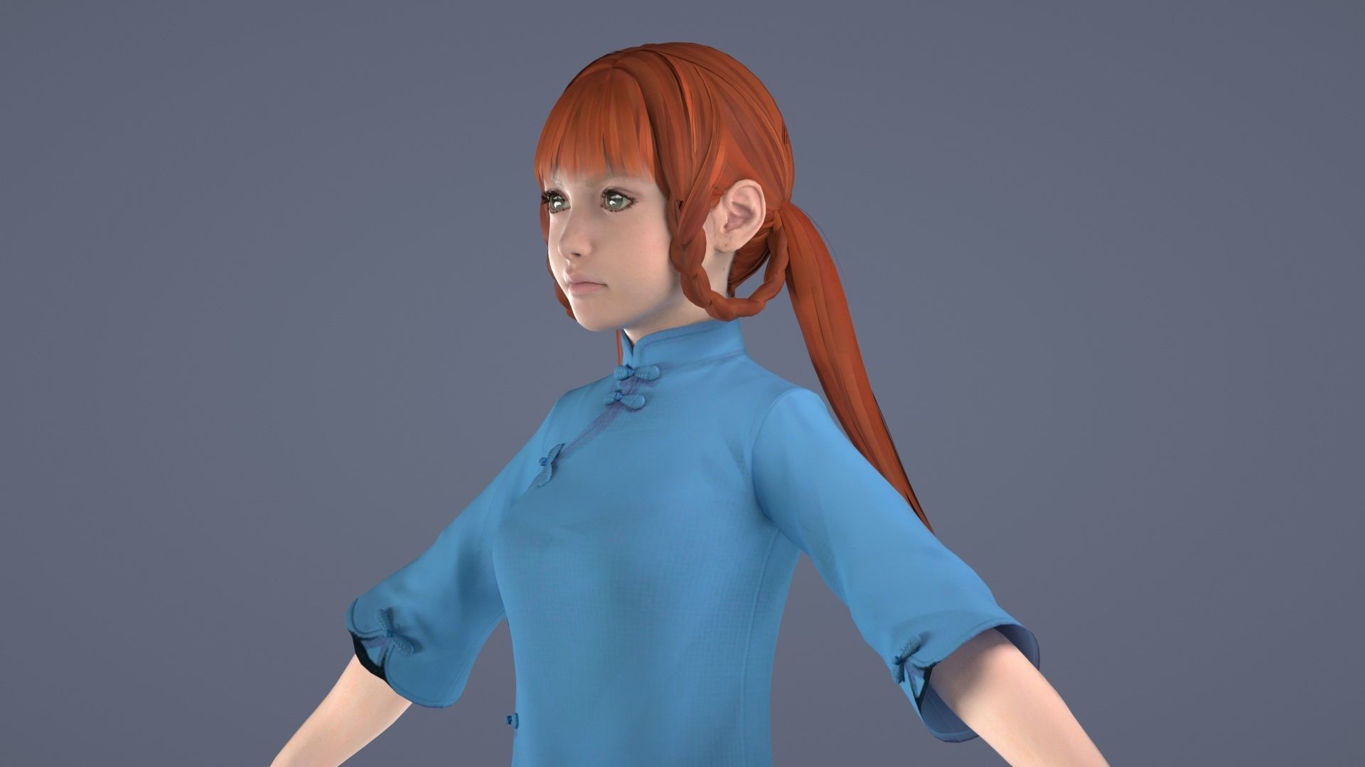 Female Student  Republic of China Girl  Girl Scholar 3D model_4