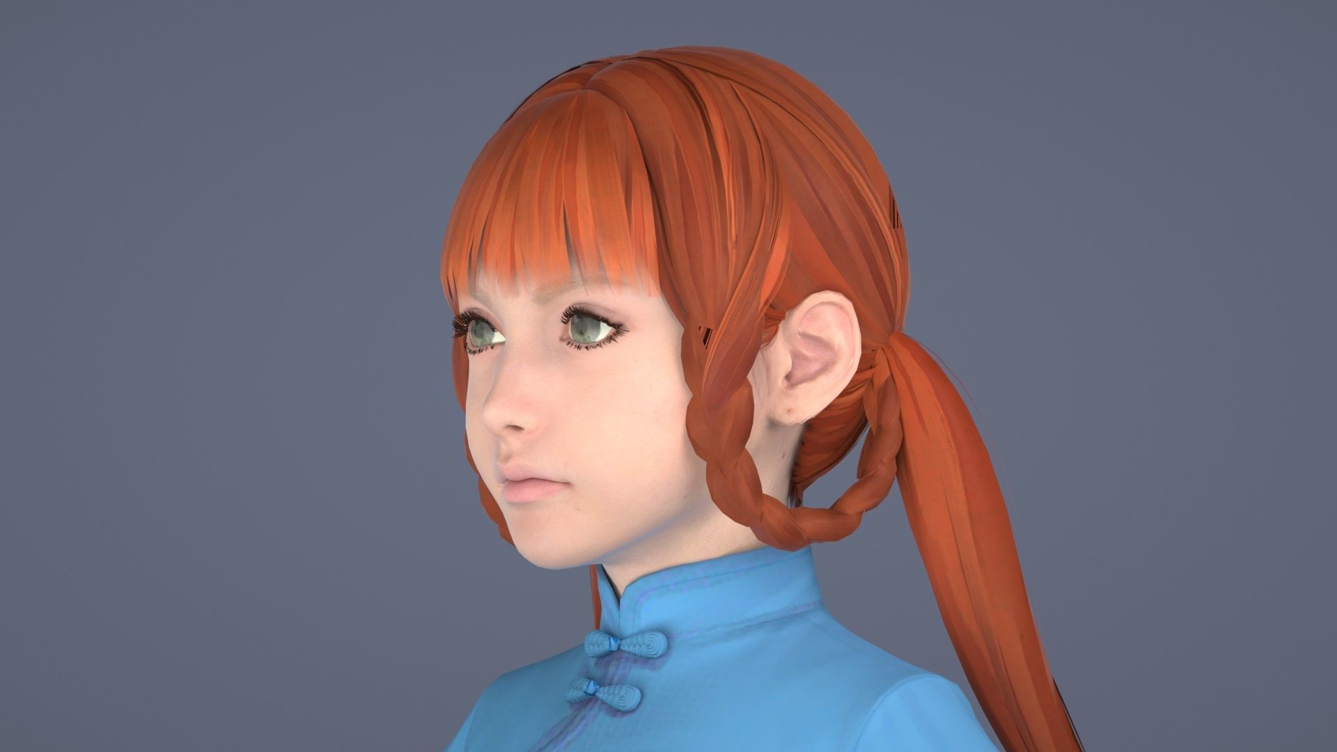 Female Student  Republic of China Girl  Girl Scholar 3D model_1