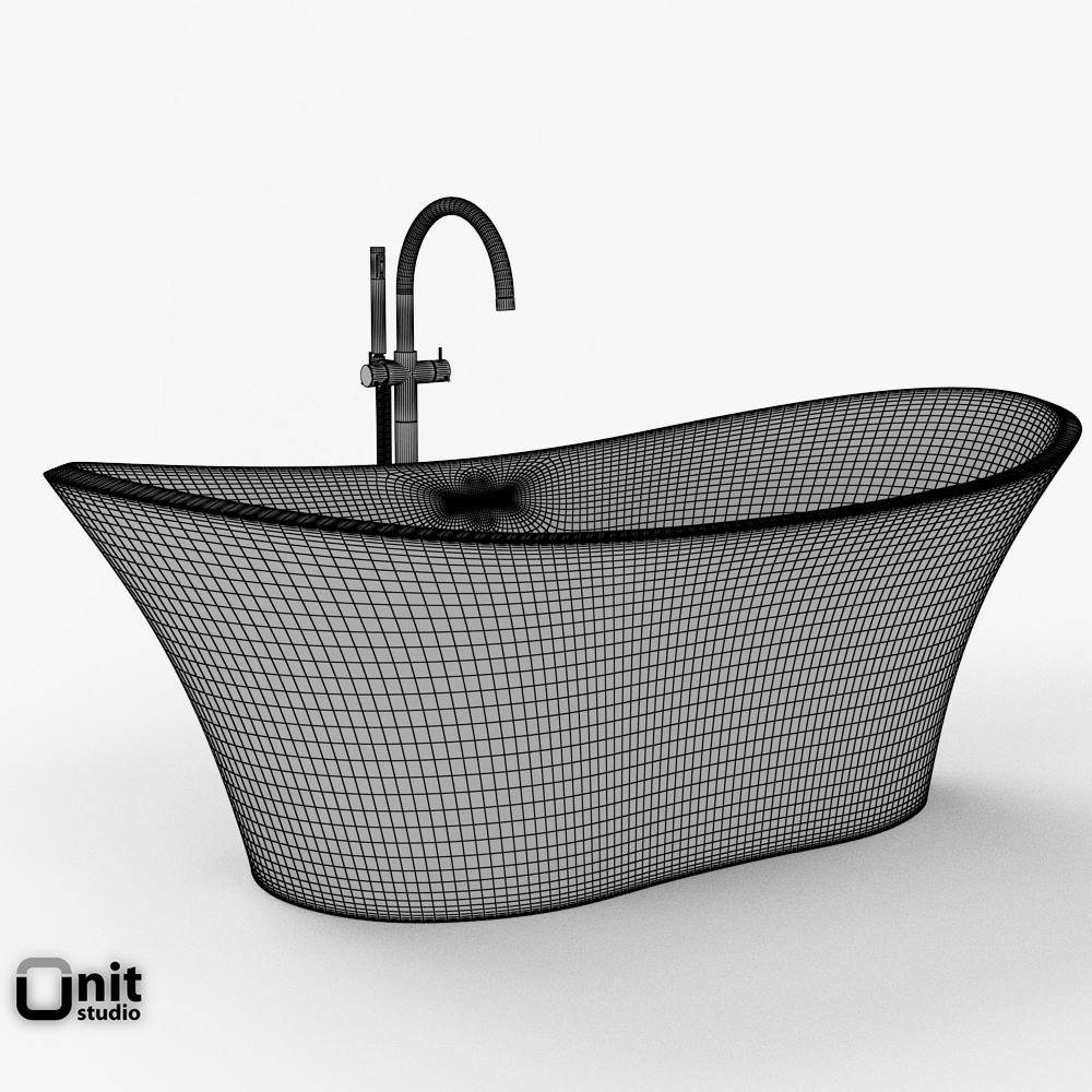 Jacuzzi Infinito Bathtub with floor standing faucet 3D model_7