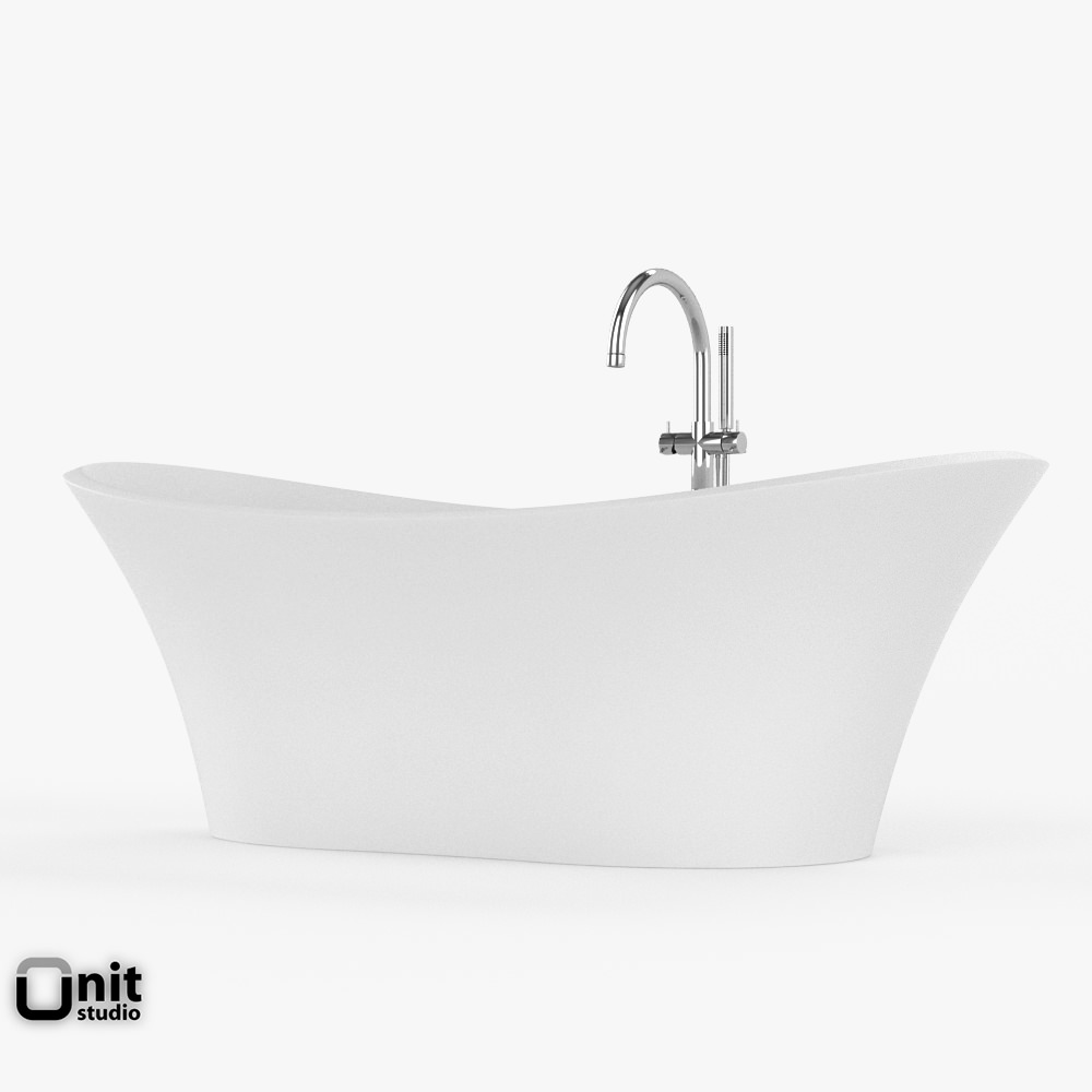 Jacuzzi Infinito Bathtub with floor standing faucet 3D model_1