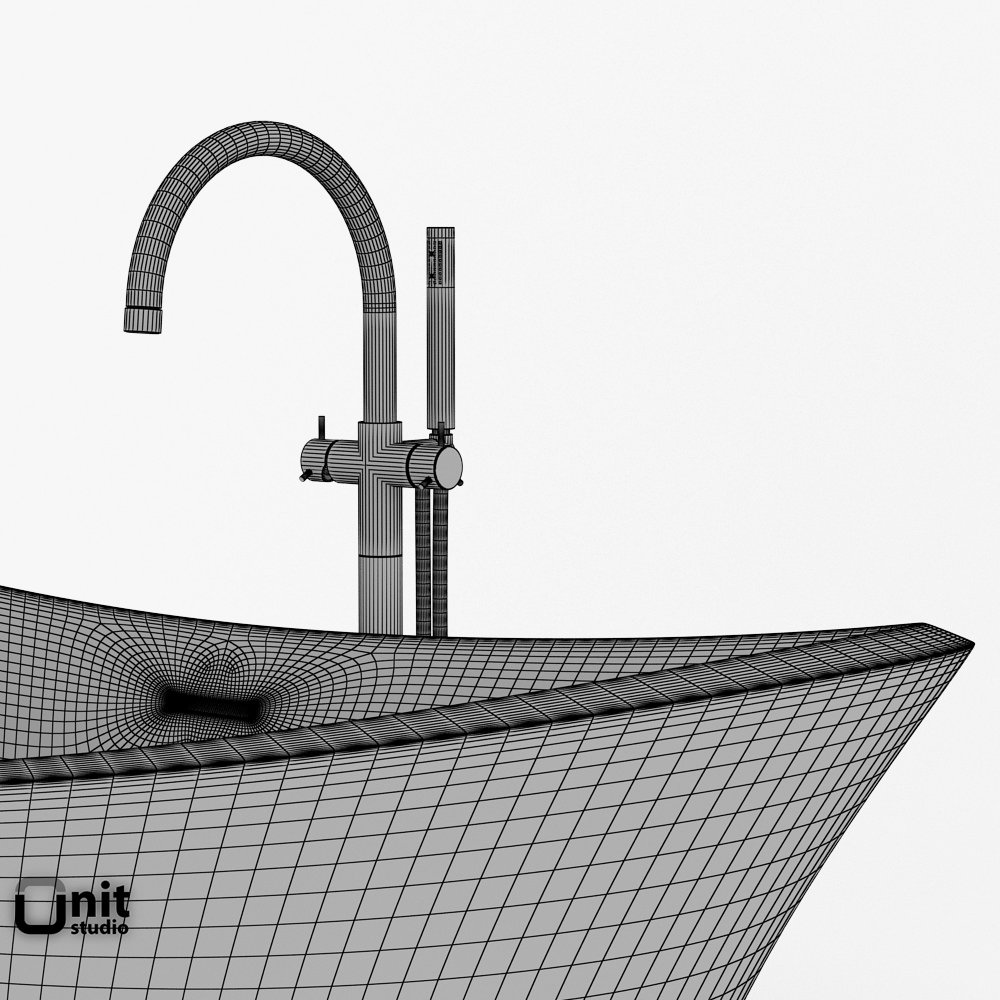 Jacuzzi Infinito Bathtub with floor standing faucet 3D model_12