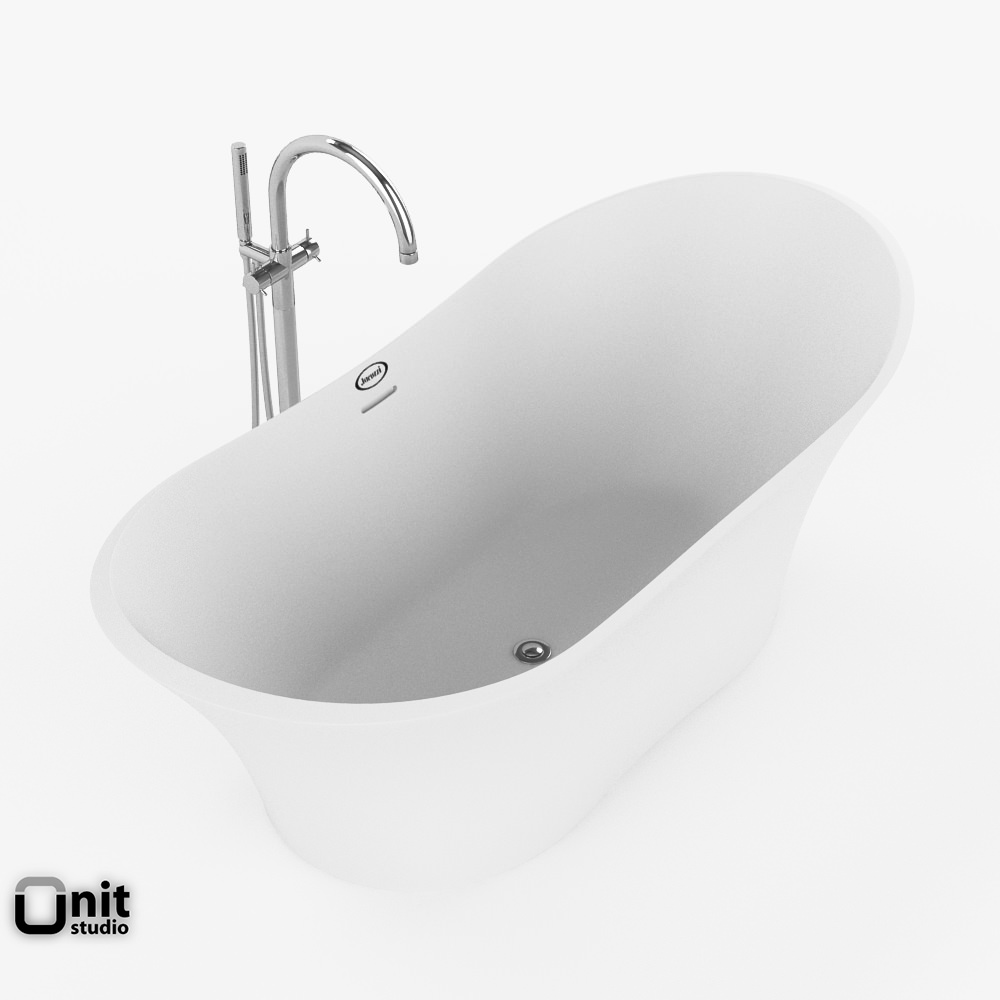 Jacuzzi Infinito Bathtub with floor standing faucet 3D model_2