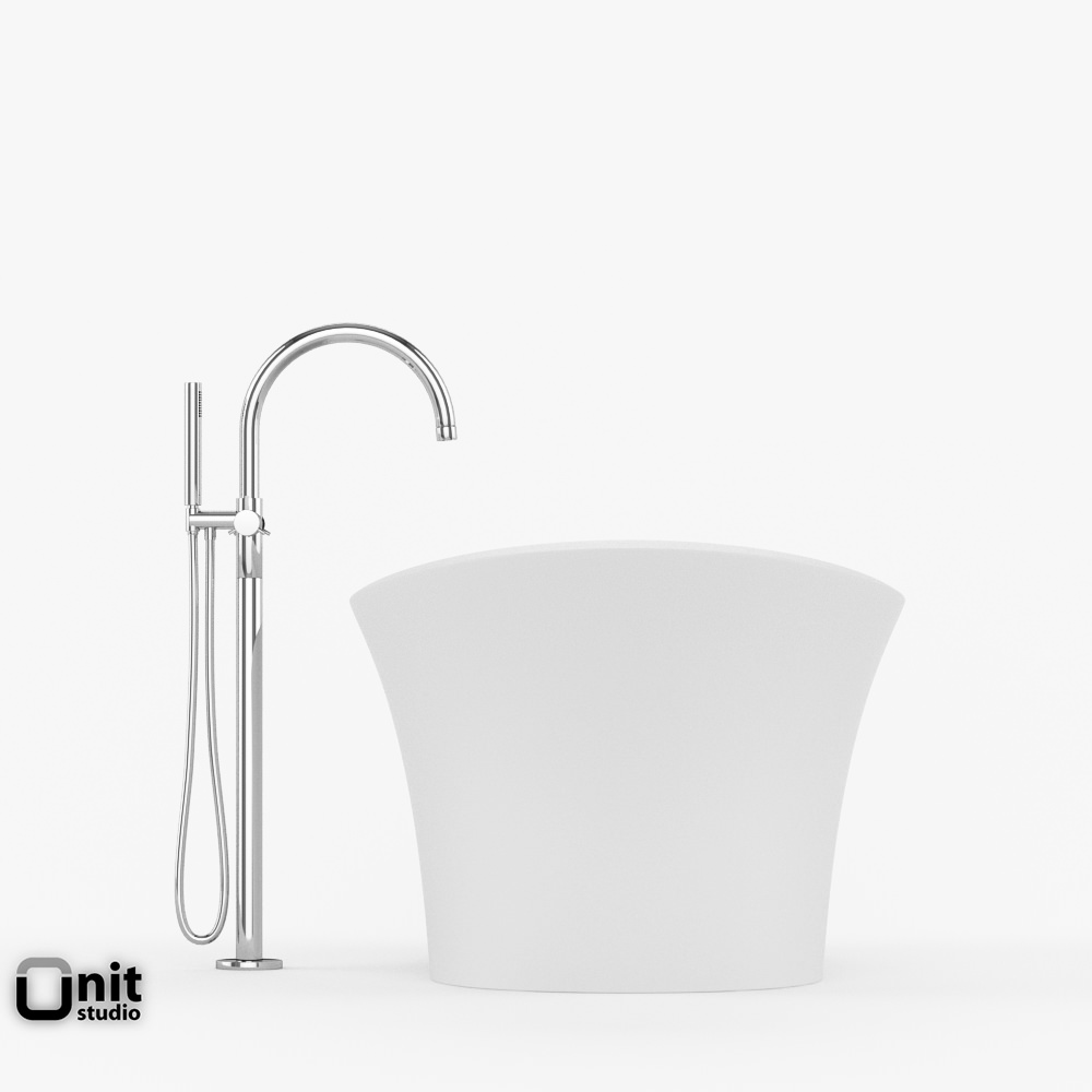 Jacuzzi Infinito Bathtub with floor standing faucet 3D model_6
