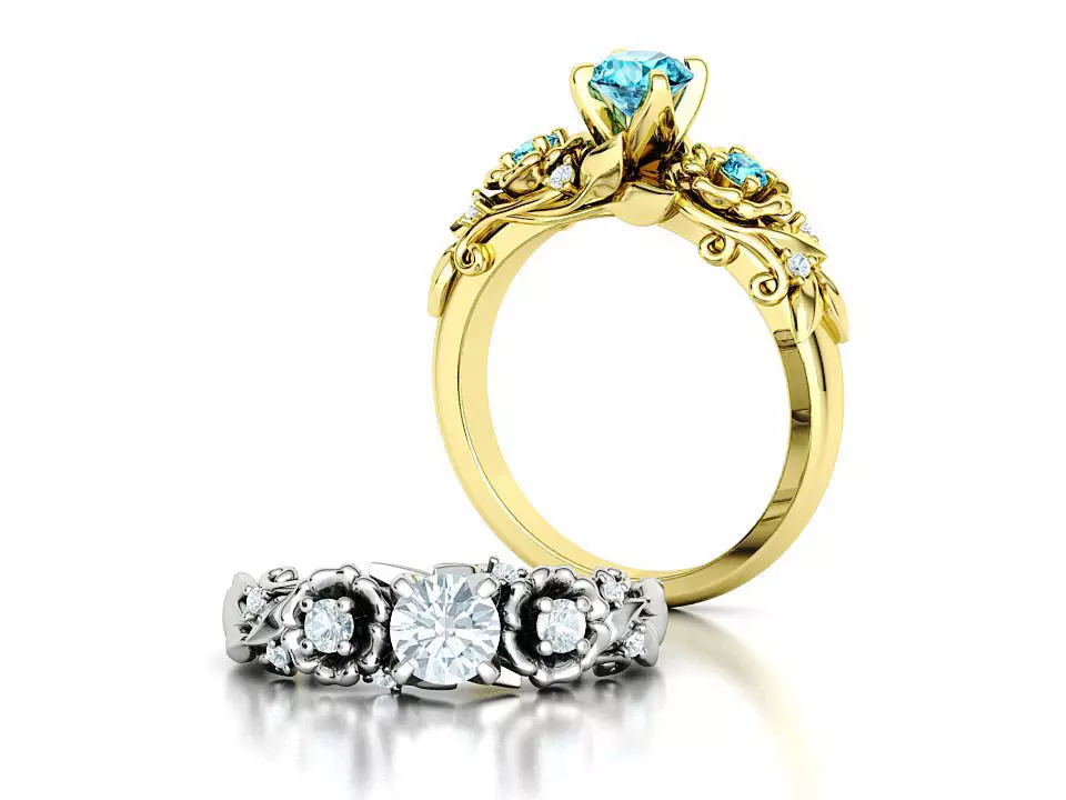 Flower Nature Engagement Ring with 5mm stone Ella 3dprint model 3D print model