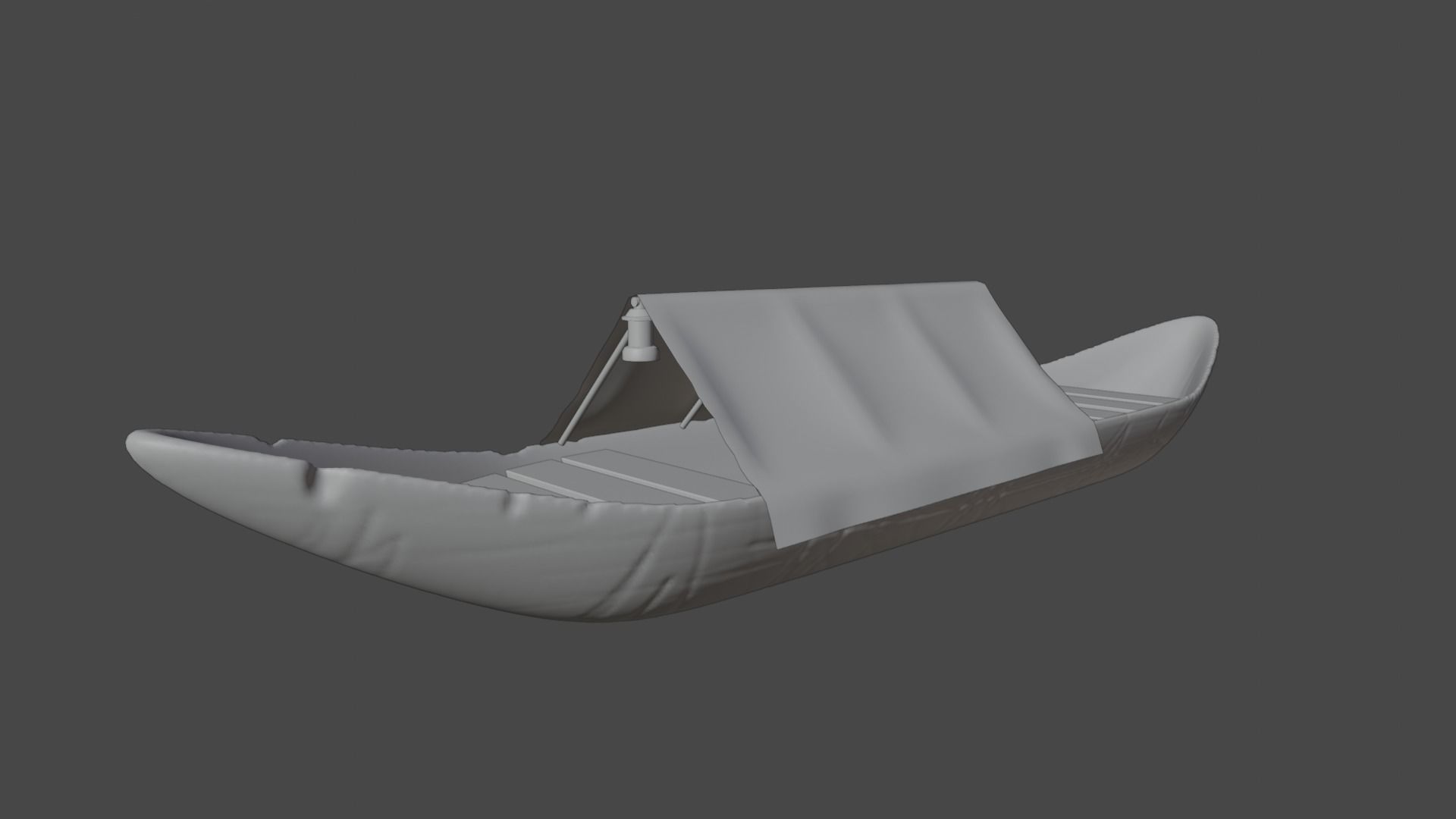 Wooden Old Canoe 3D model_4