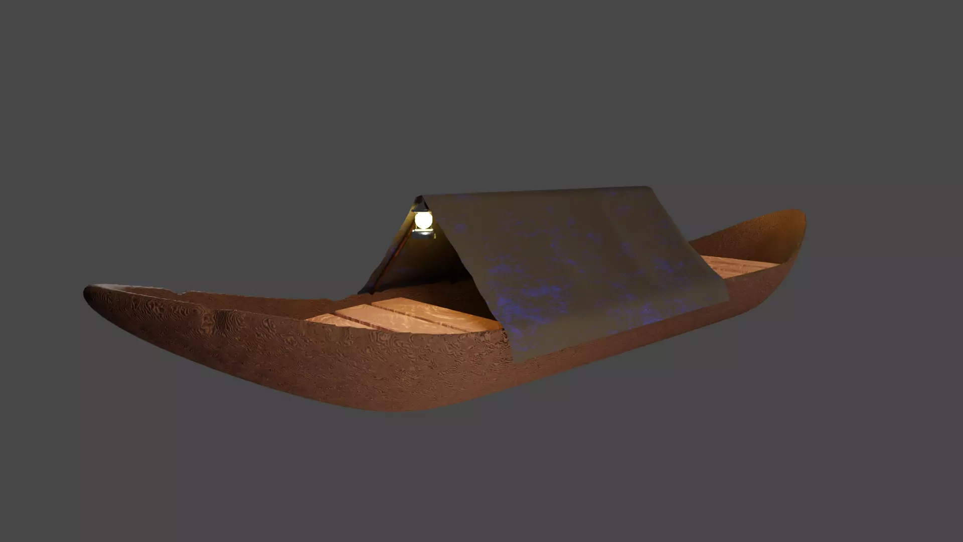 Wooden Old Canoe 3D model_0