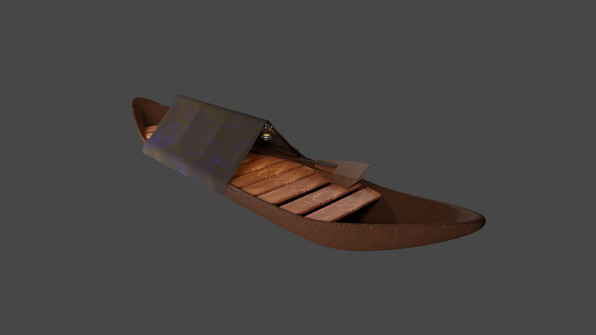 Wooden Old Canoe 3D model_1