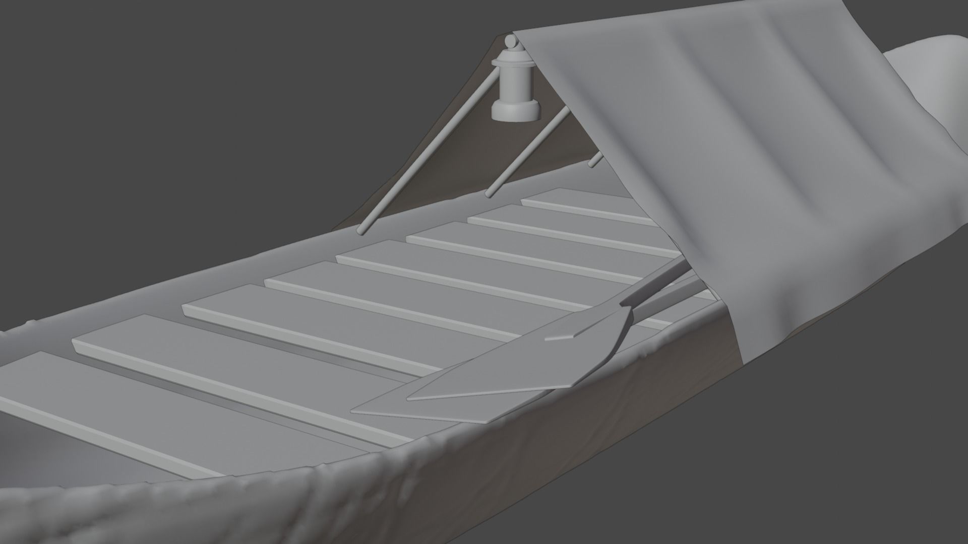 Wooden Old Canoe 3D model_7