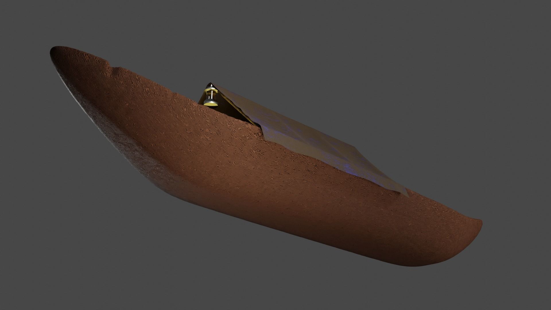 Wooden Old Canoe 3D model_2