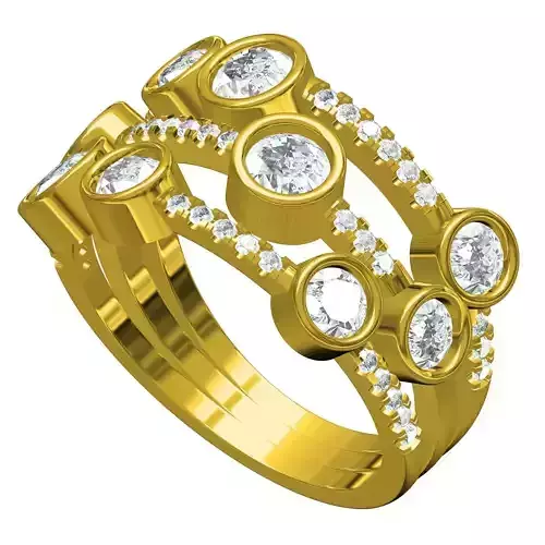 Three Row Micro Pave Setting Ring for Women