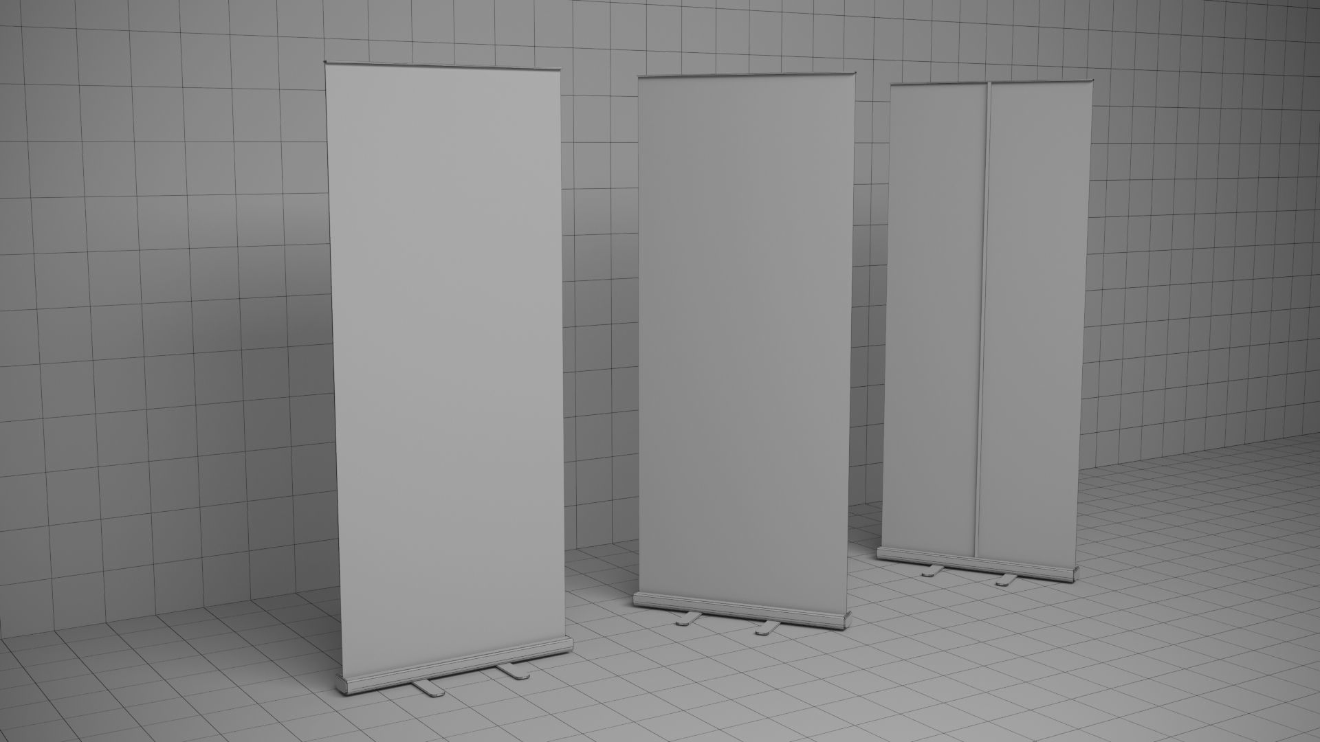Banner Roll-Up Stand  3D model_4