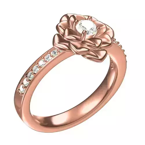 Beautiful Flower Pave Setting Engagement Ring