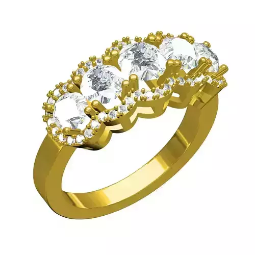 Five Stone Diamond Halo Engagement Ring for Women