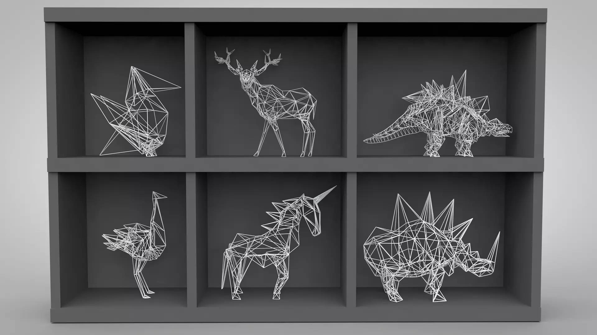 Animal abstract Low-poly 3D model_0