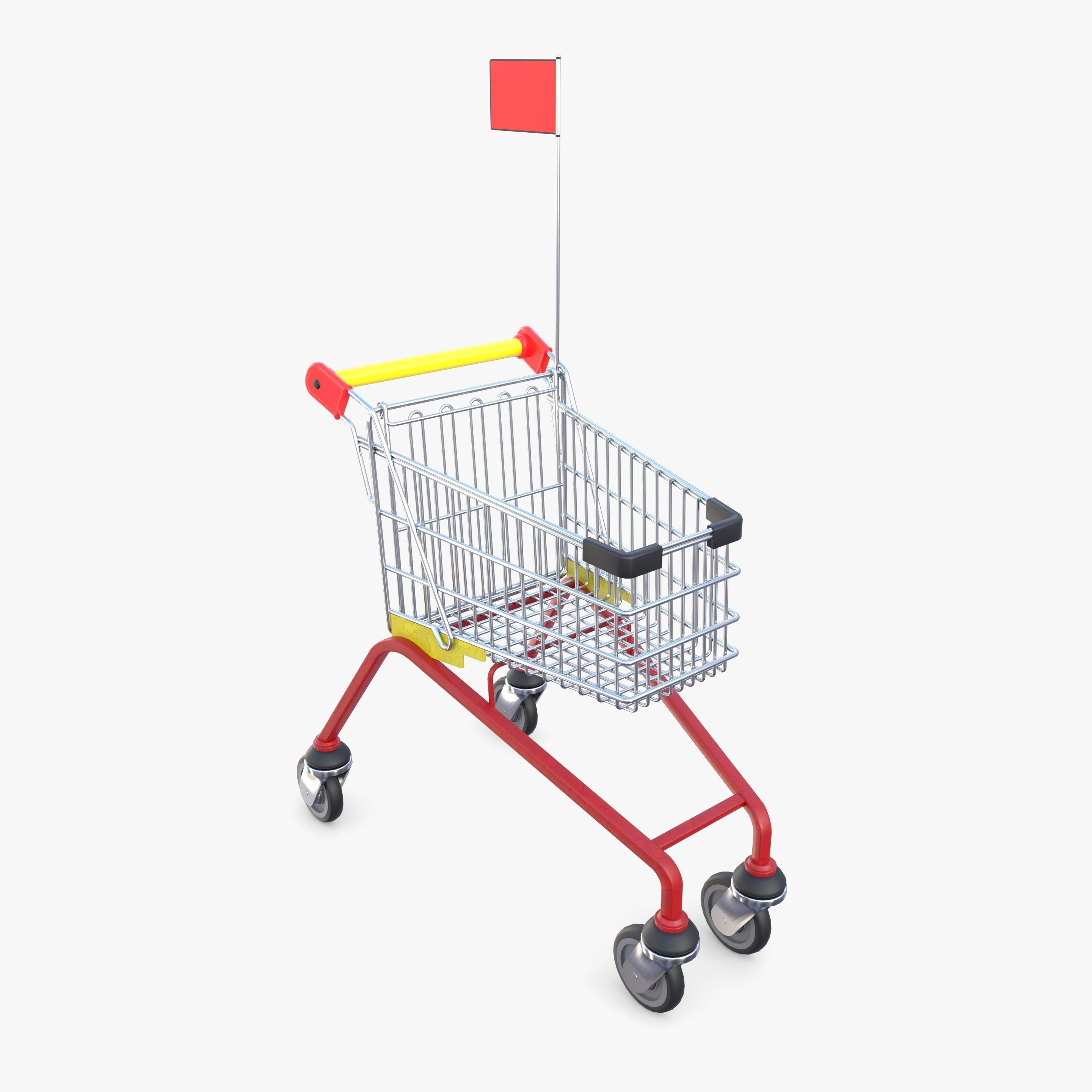 Kid shopping cart v1 Low-poly 3D model_8