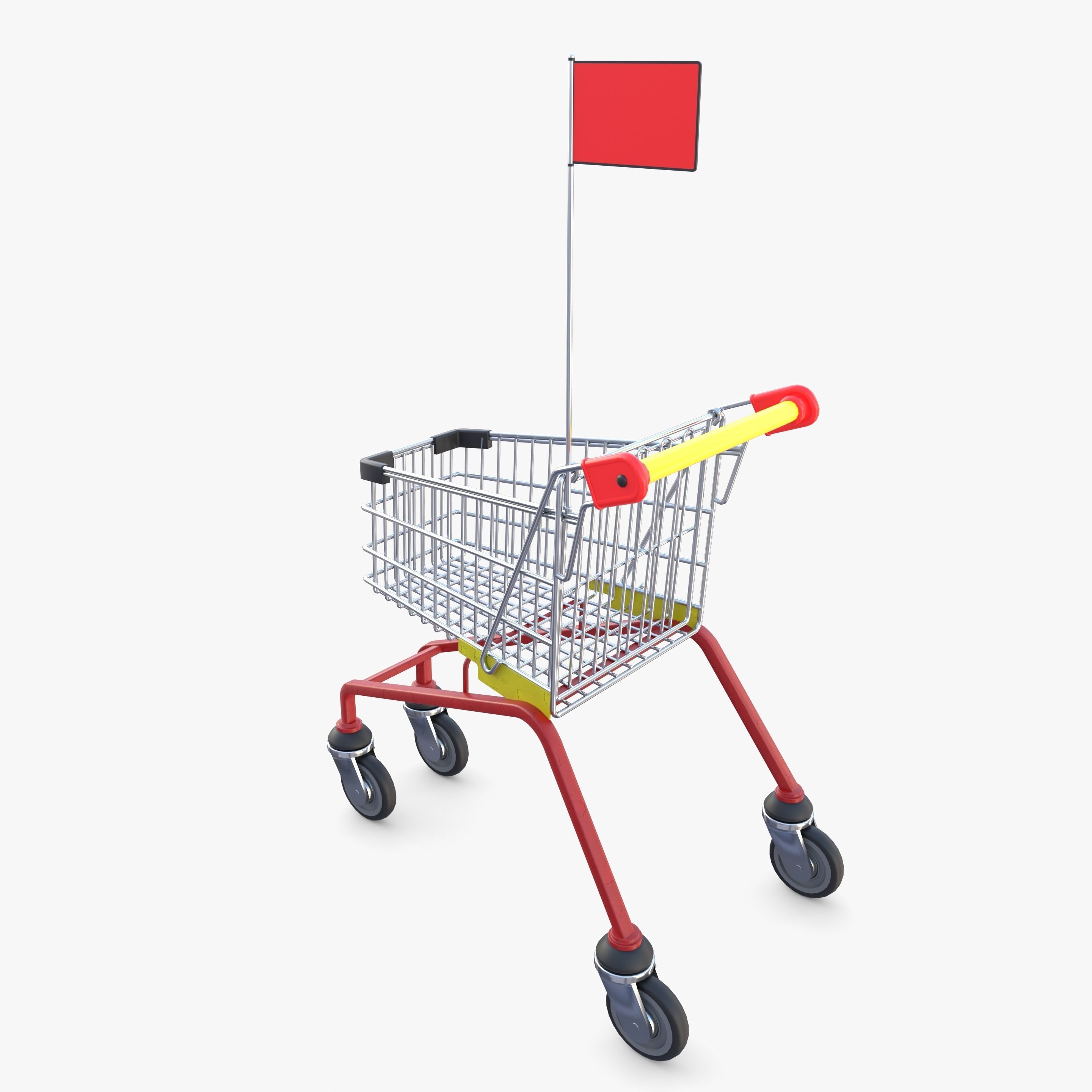 Kid shopping cart v1 Low-poly 3D model_3